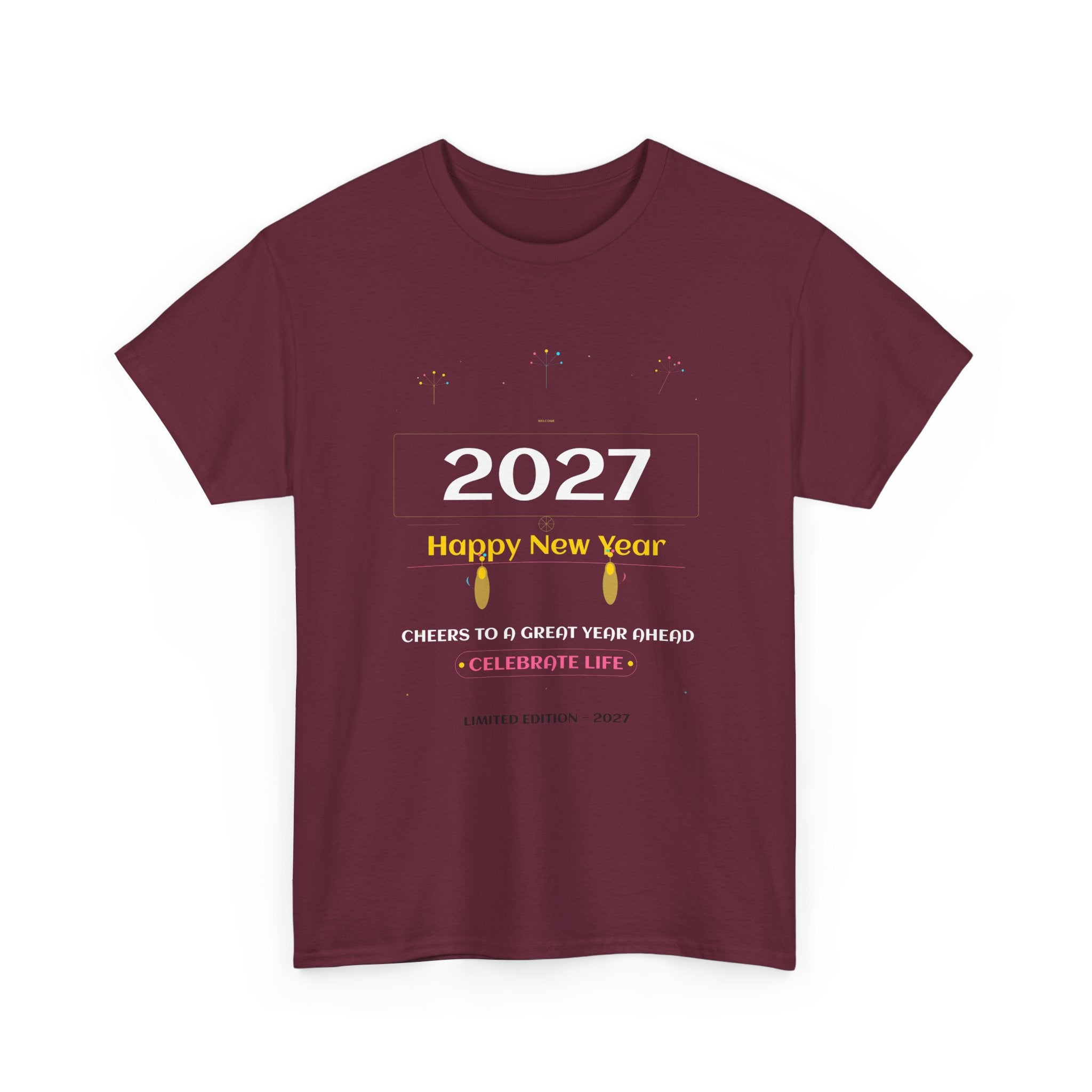 Happy New Year Graphic T-Shirt | Minimal Celebration Cotton Tee