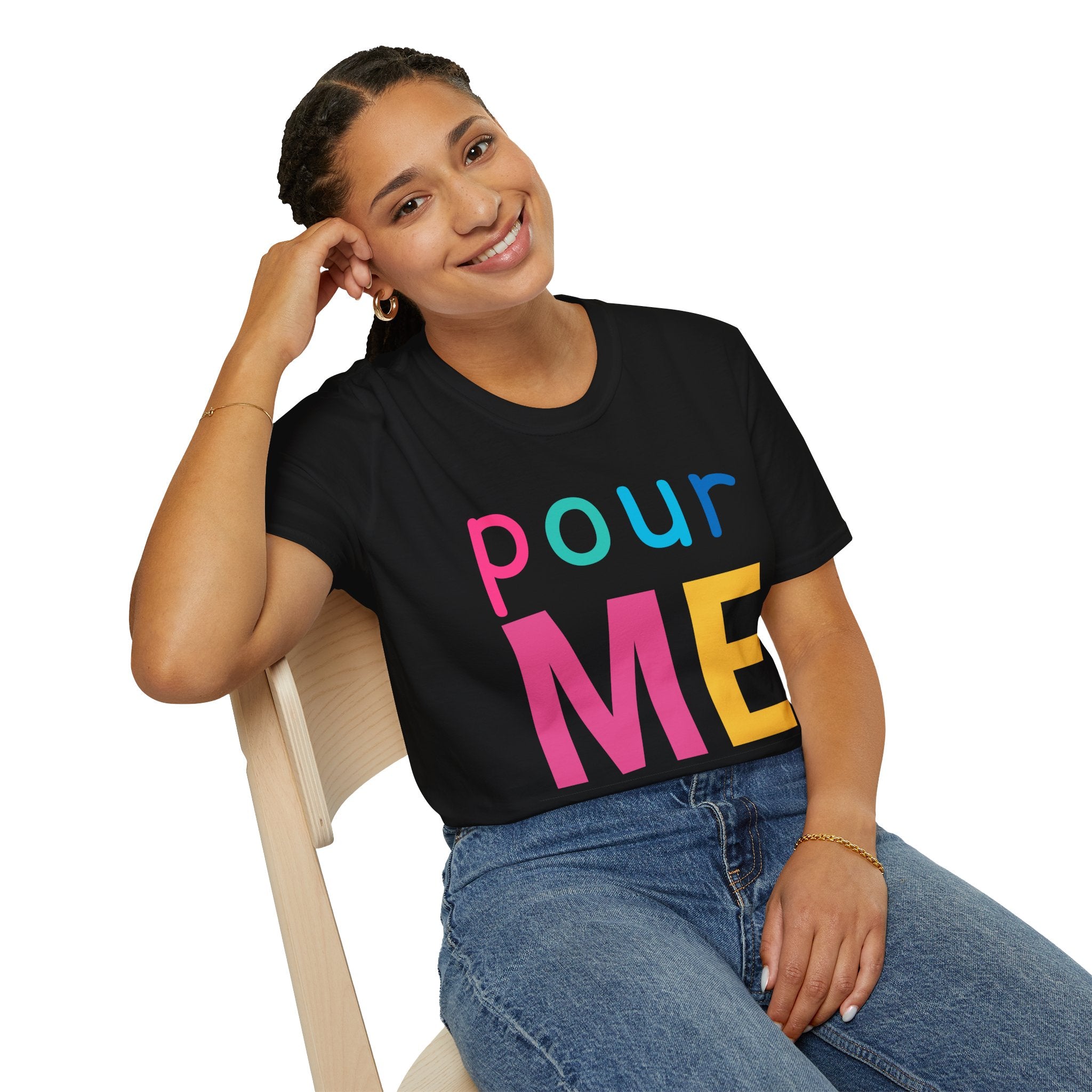 Colorful Theme Typography T-Shirt, Pour Me Graphic Tee