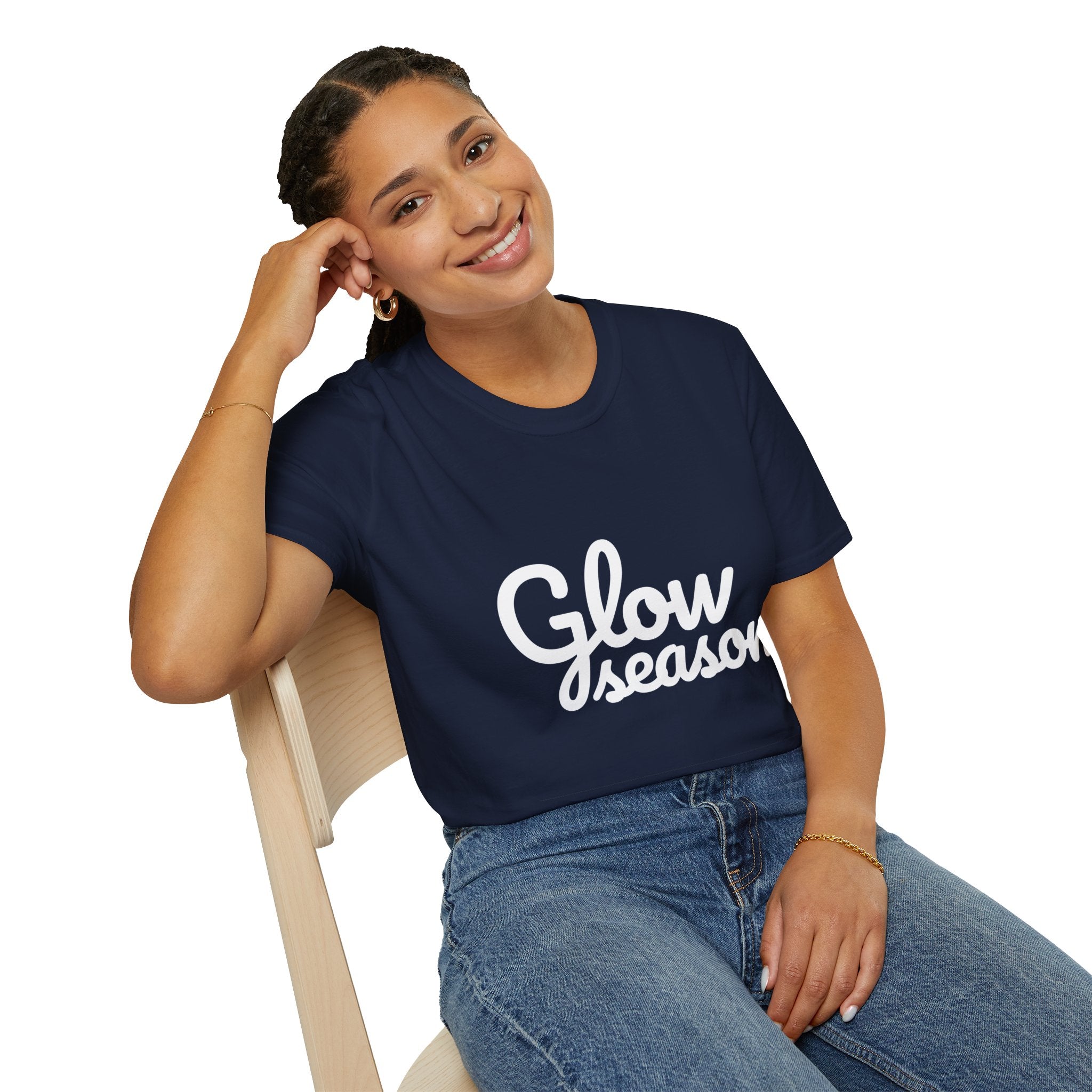 Summer Theme Minimalist Typography T-Shirt, Glow Season Script Tee