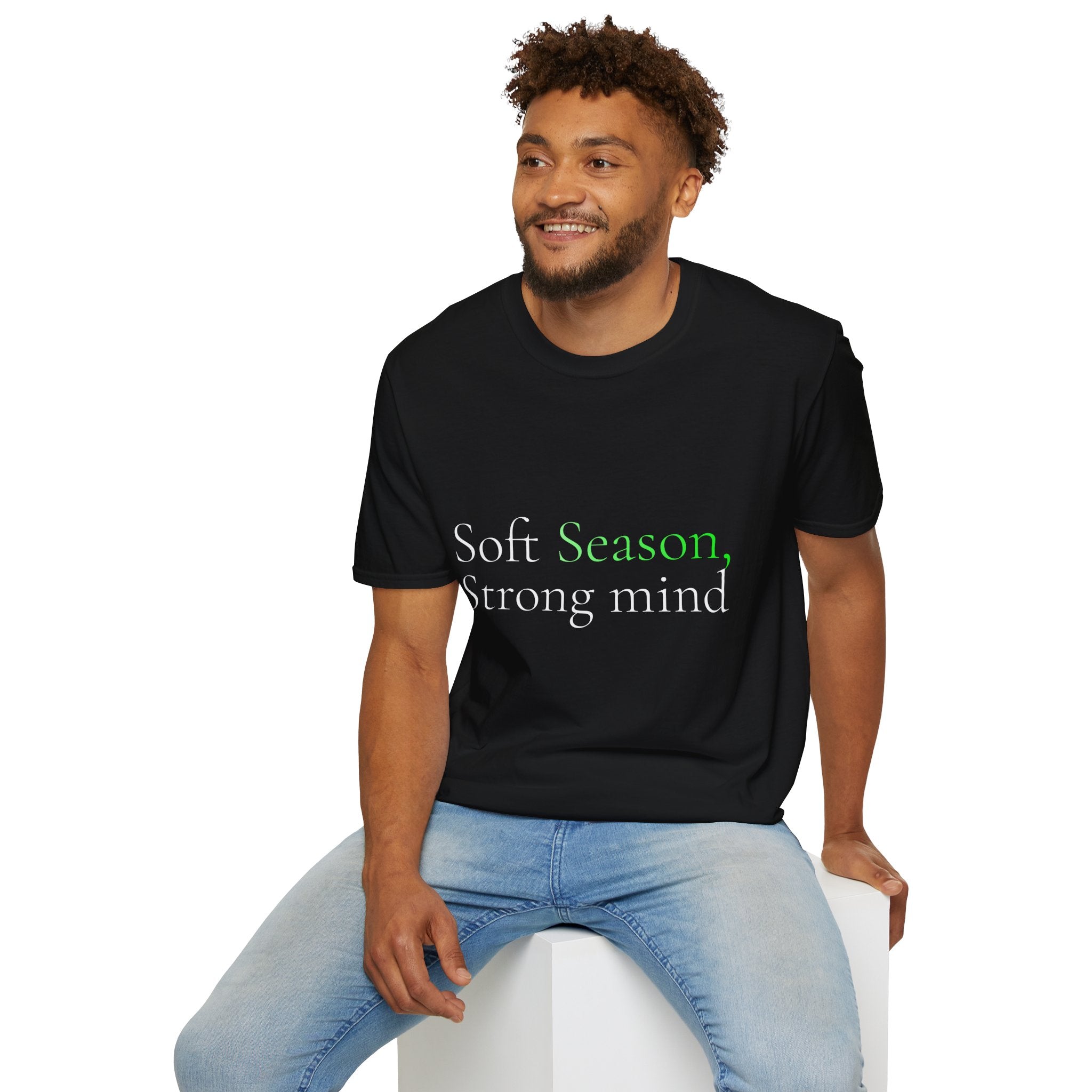 Spring Theme Typography T-Shirt, Soft Season Strong Mind Wellness Tee