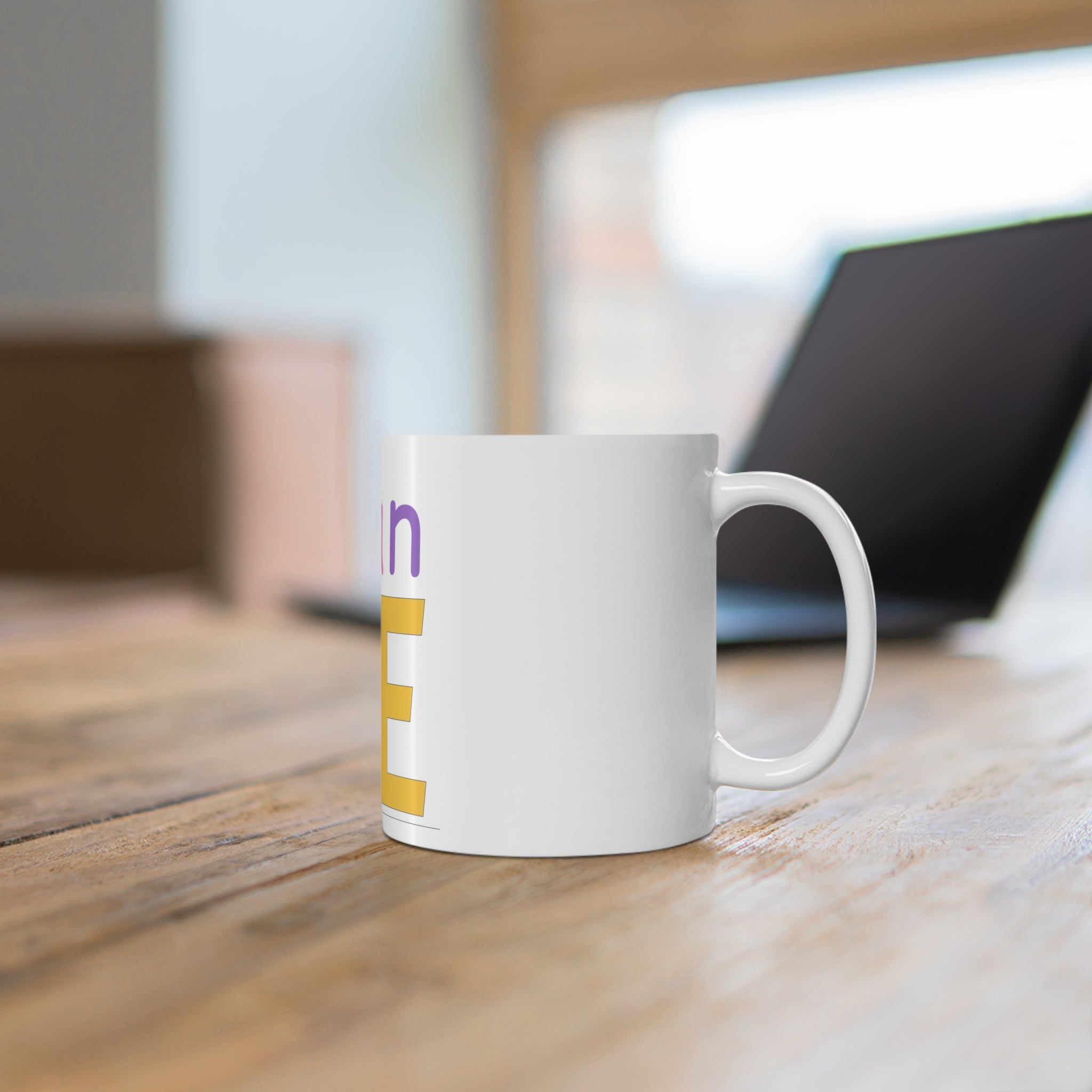 Colorful Typography White Ceramic Mug, Bean Me Graphic Coffee Mug, 11 oz