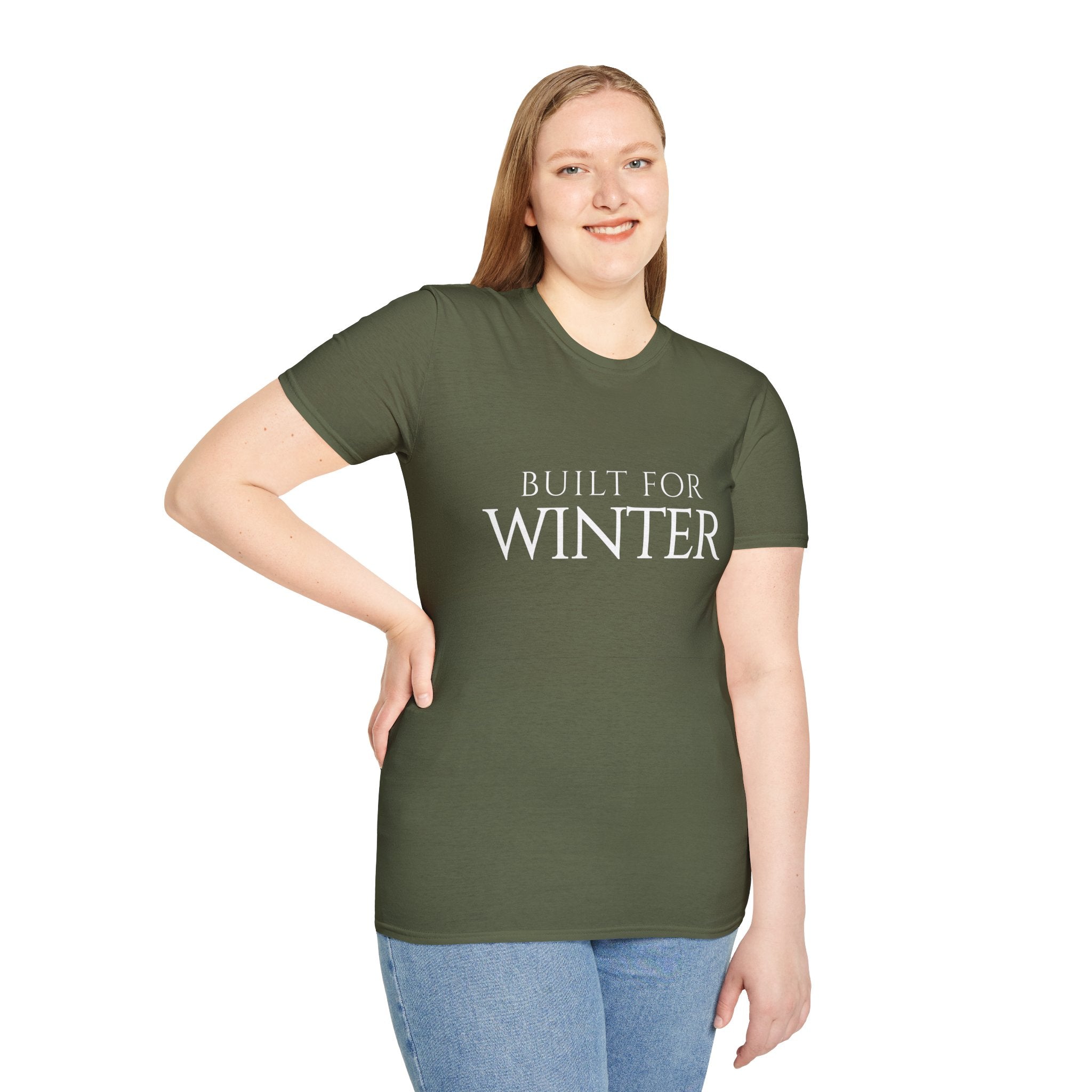Winter Theme Minimalist Typography Graphic T-Shirt, Built For Winter Tee