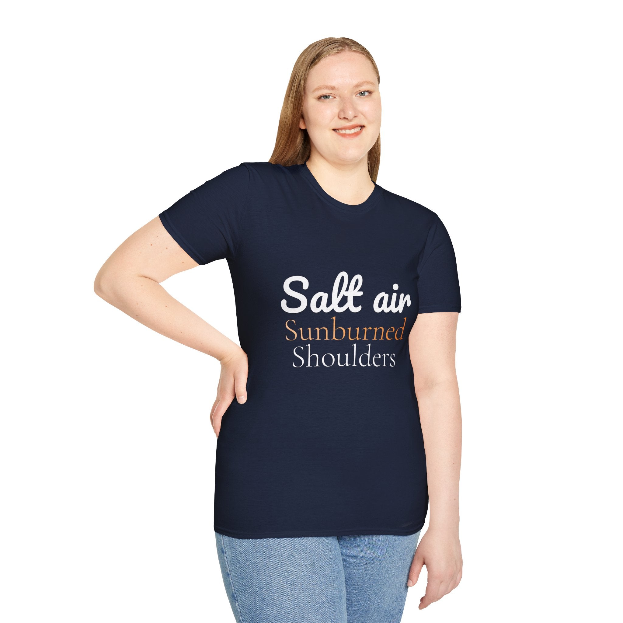 Summer Theme, Beach Quote Typography T-Shirt, Salt Air Sunburned Shoulders Tee