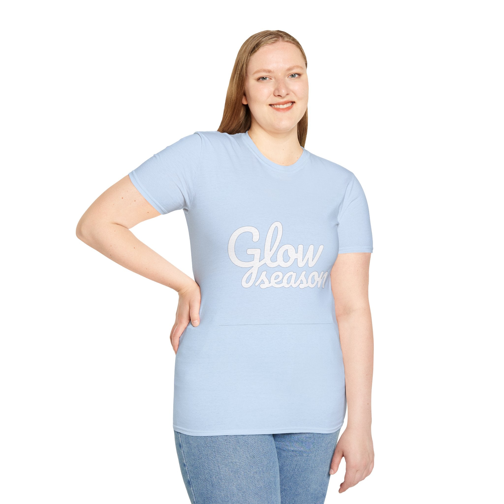 Summer Theme Minimalist Typography T-Shirt, Glow Season Script Tee
