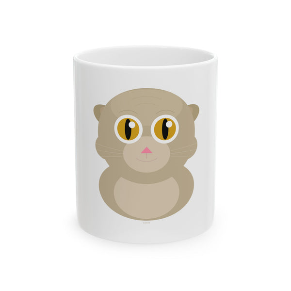 Cute Big-Eyed Cat Ceramic Mug | Adorable Animal Coffee Cup