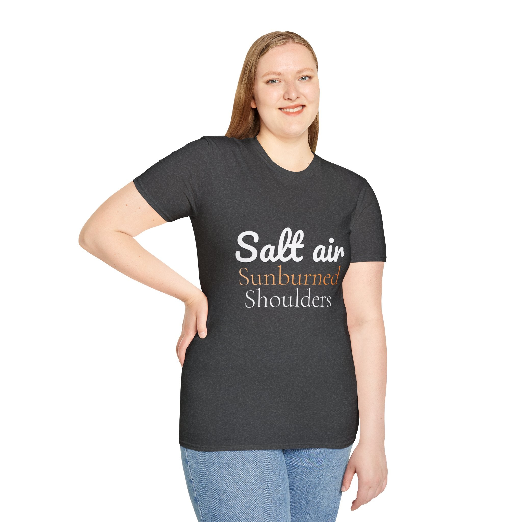 Summer Theme, Beach Quote Typography T-Shirt, Salt Air Sunburned Shoulders Tee