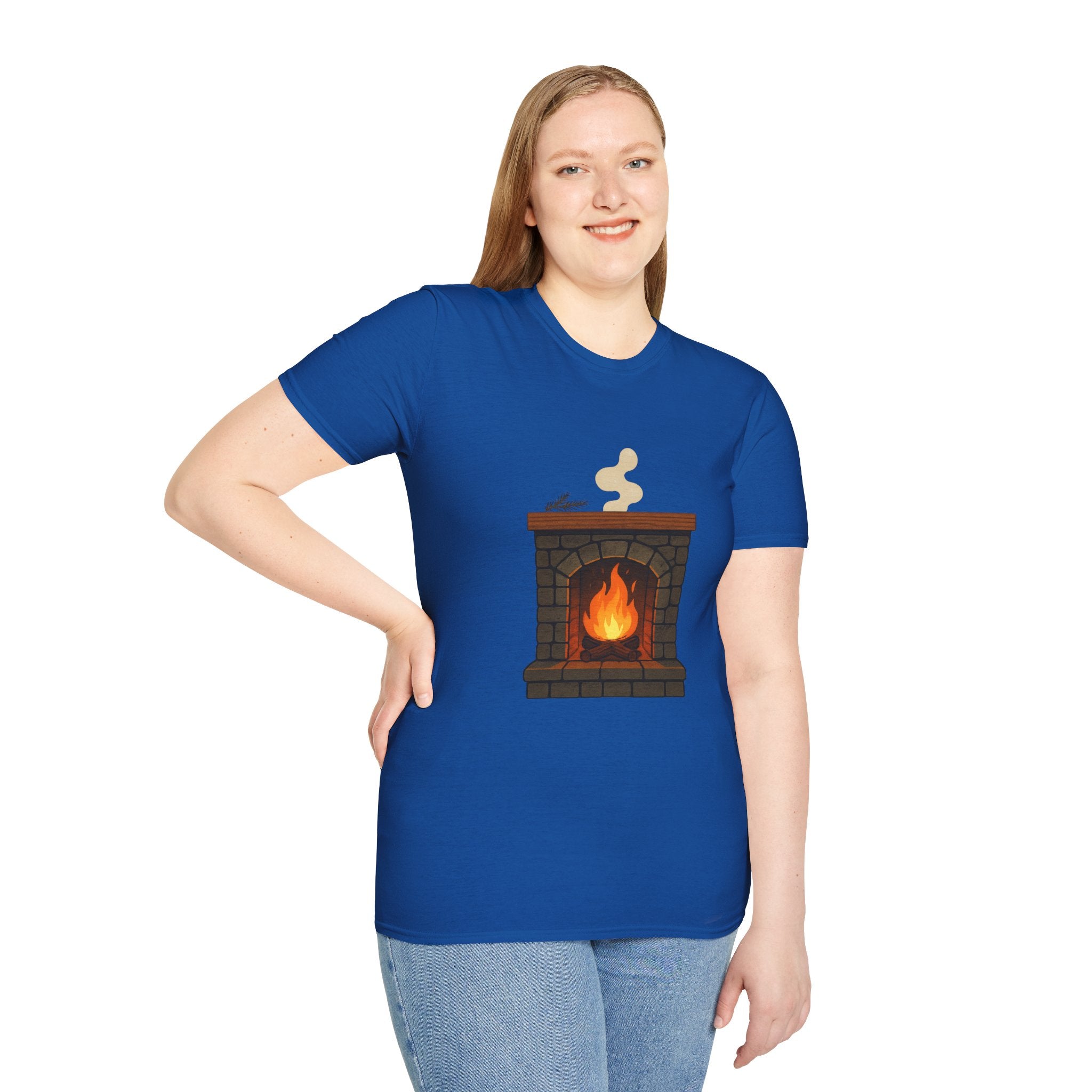 Cozy Fireplace Graphic T Shirt Warm Aesthetic Relaxed Fit Tee