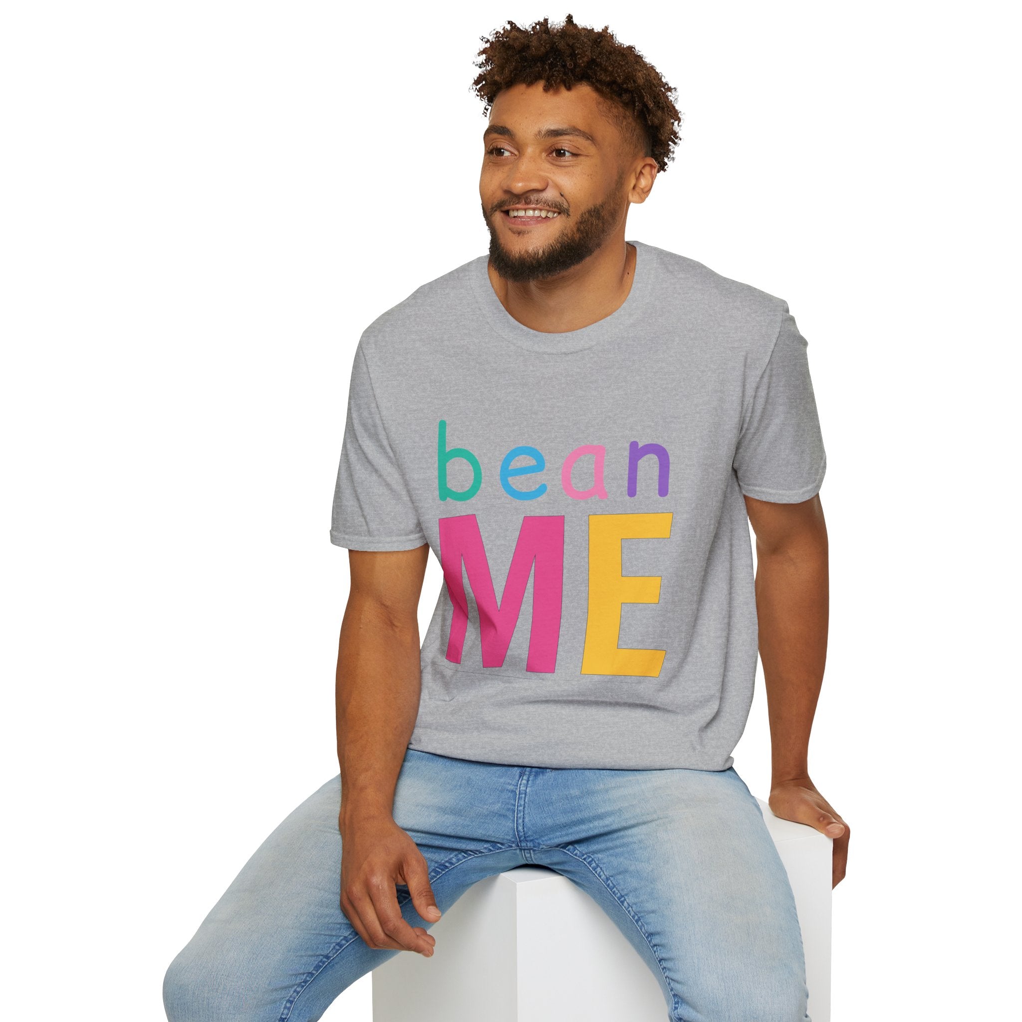 Colorful Theme Typography T-Shirt, Bean Me Colorful Playful Graphic Tee