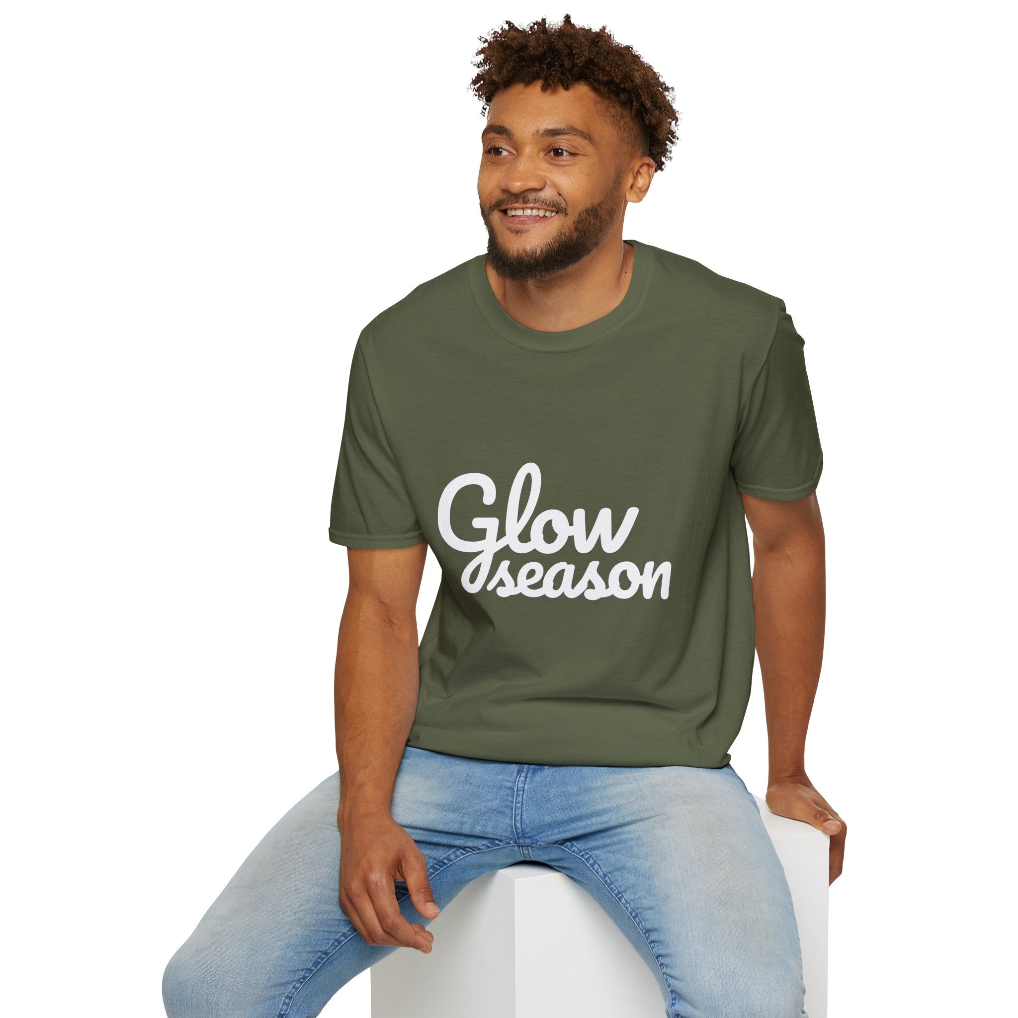 Summer Theme Minimalist Typography T-Shirt, Glow Season Script Tee