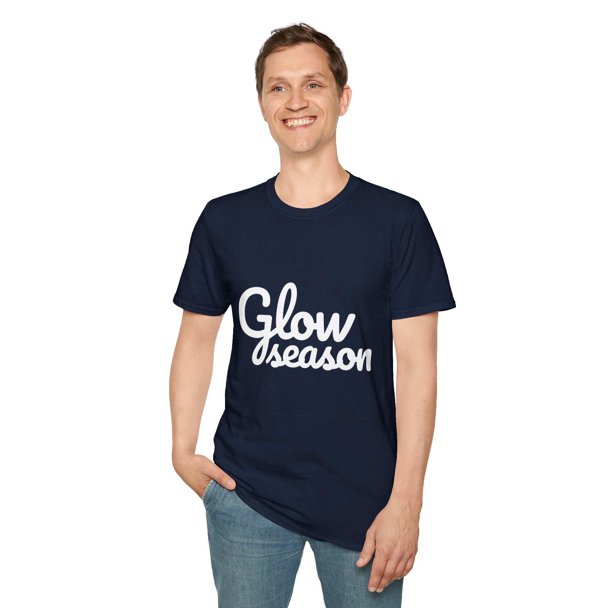 Summer Theme Minimalist Typography T-Shirt, Glow Season Script Tee