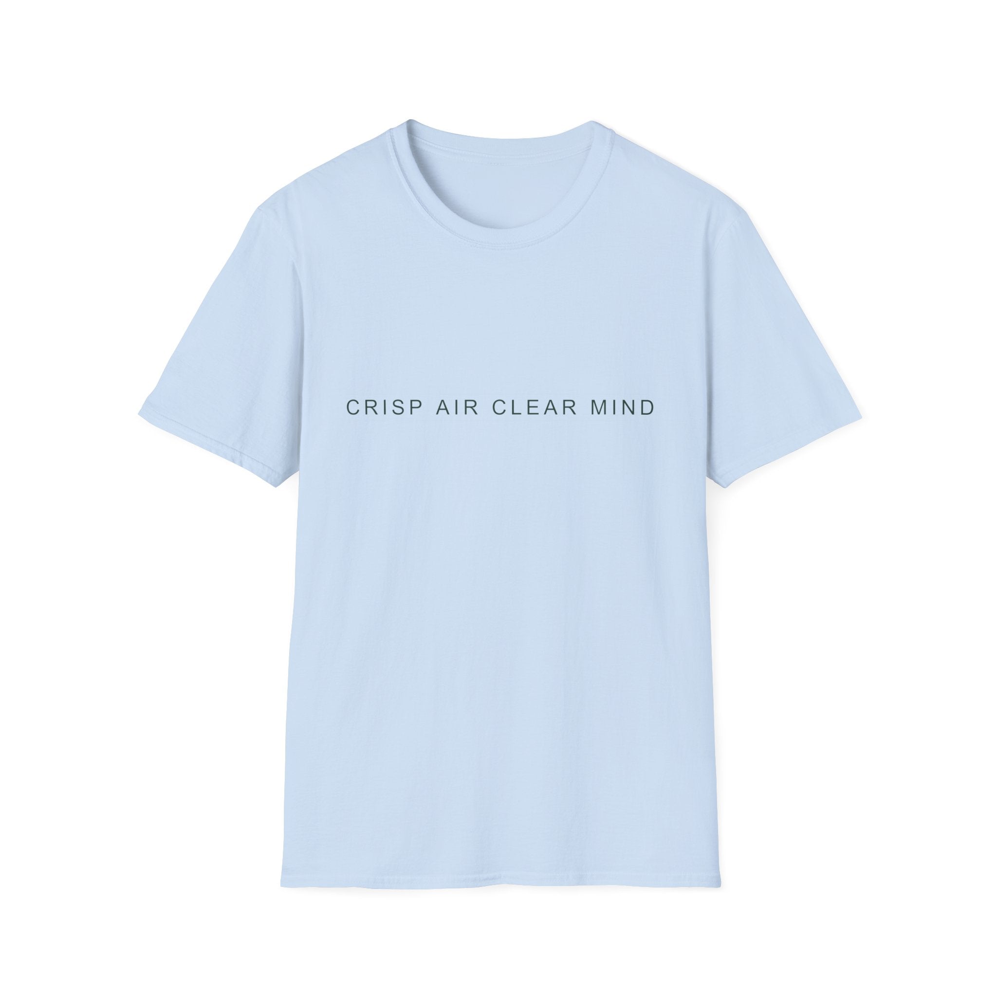 Fall Theme Minimalist Typography T-Shirt, Crisp Air Clear Mind Graphic Tee