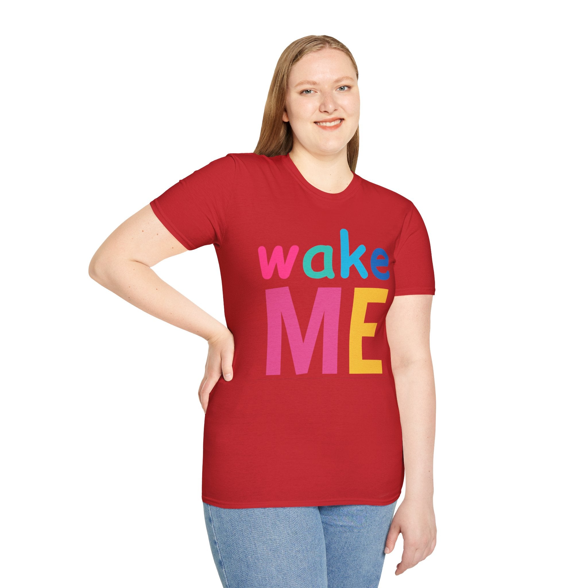 Colorful Theme Typography T-Shirt, Wake Me Graphic Tee