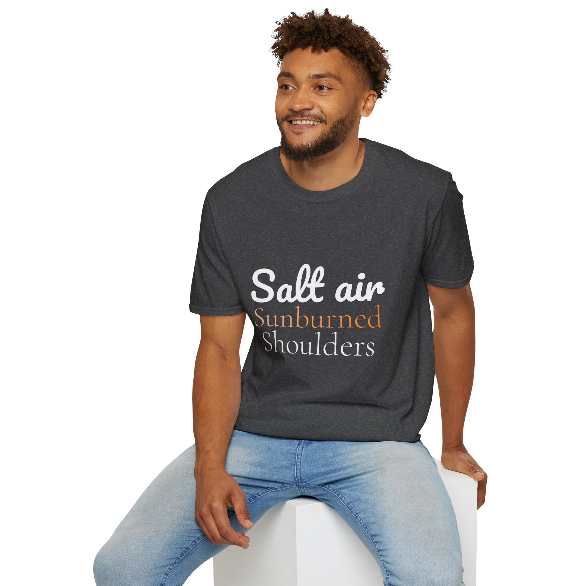 Summer Theme, Beach Quote Typography T-Shirt, Salt Air Sunburned Shoulders Tee