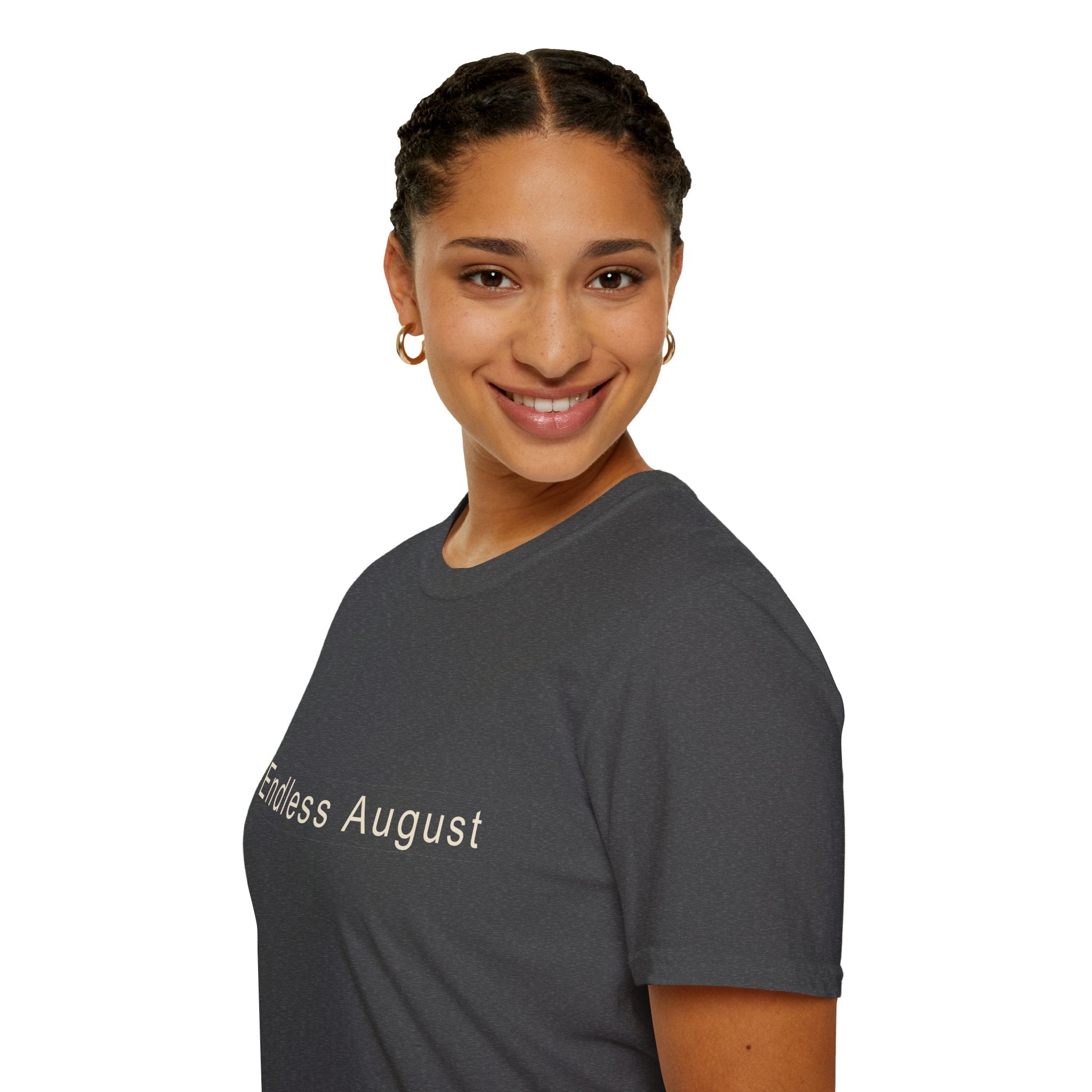 Summer Theme Minimalist Typography T-Shirt, Endless August Script Tee