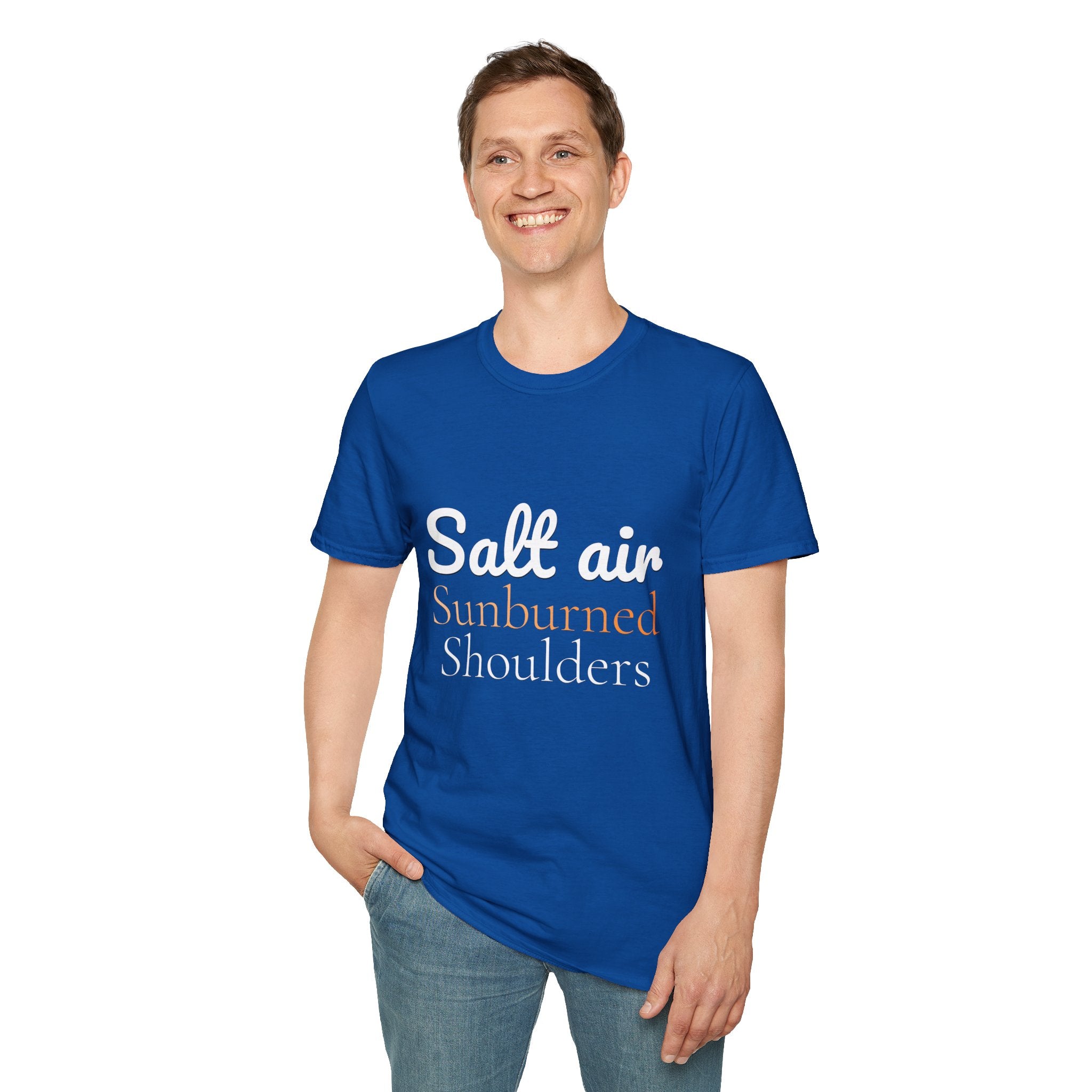 Summer Theme, Beach Quote Typography T-Shirt, Salt Air Sunburned Shoulders Tee