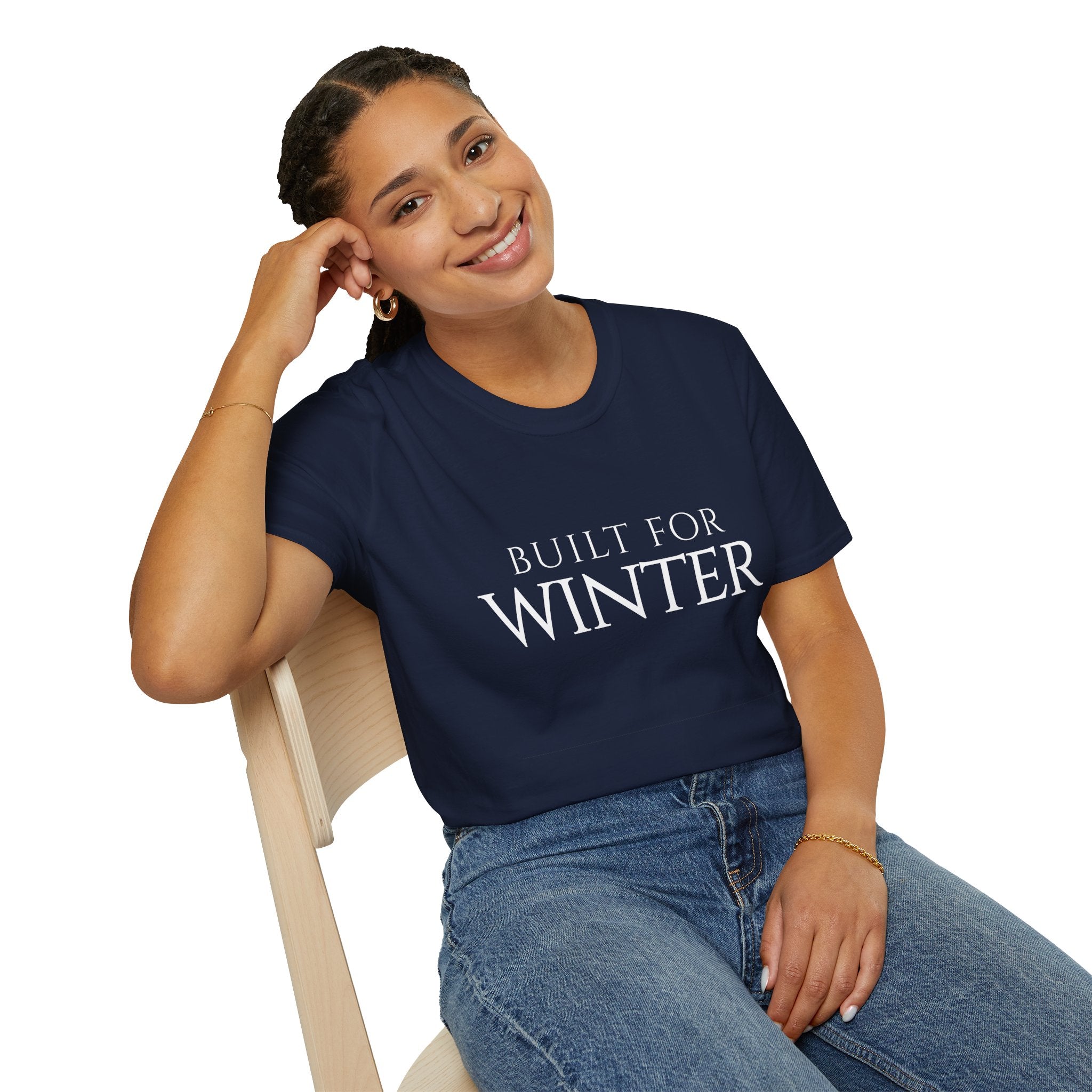 Winter Theme Minimalist Typography Graphic T-Shirt, Built For Winter Tee