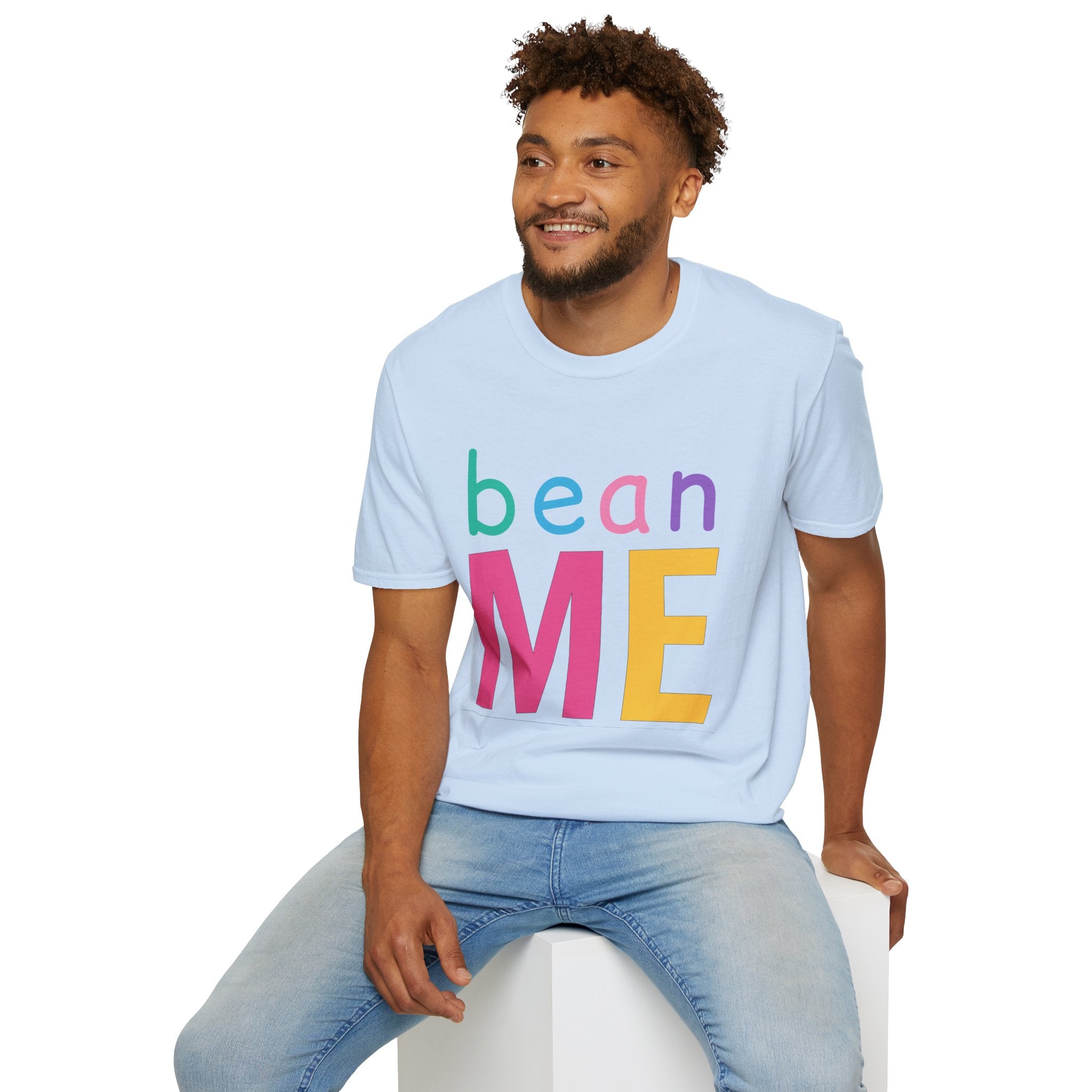 Colorful Theme Typography T-Shirt, Bean Me Colorful Playful Graphic Tee