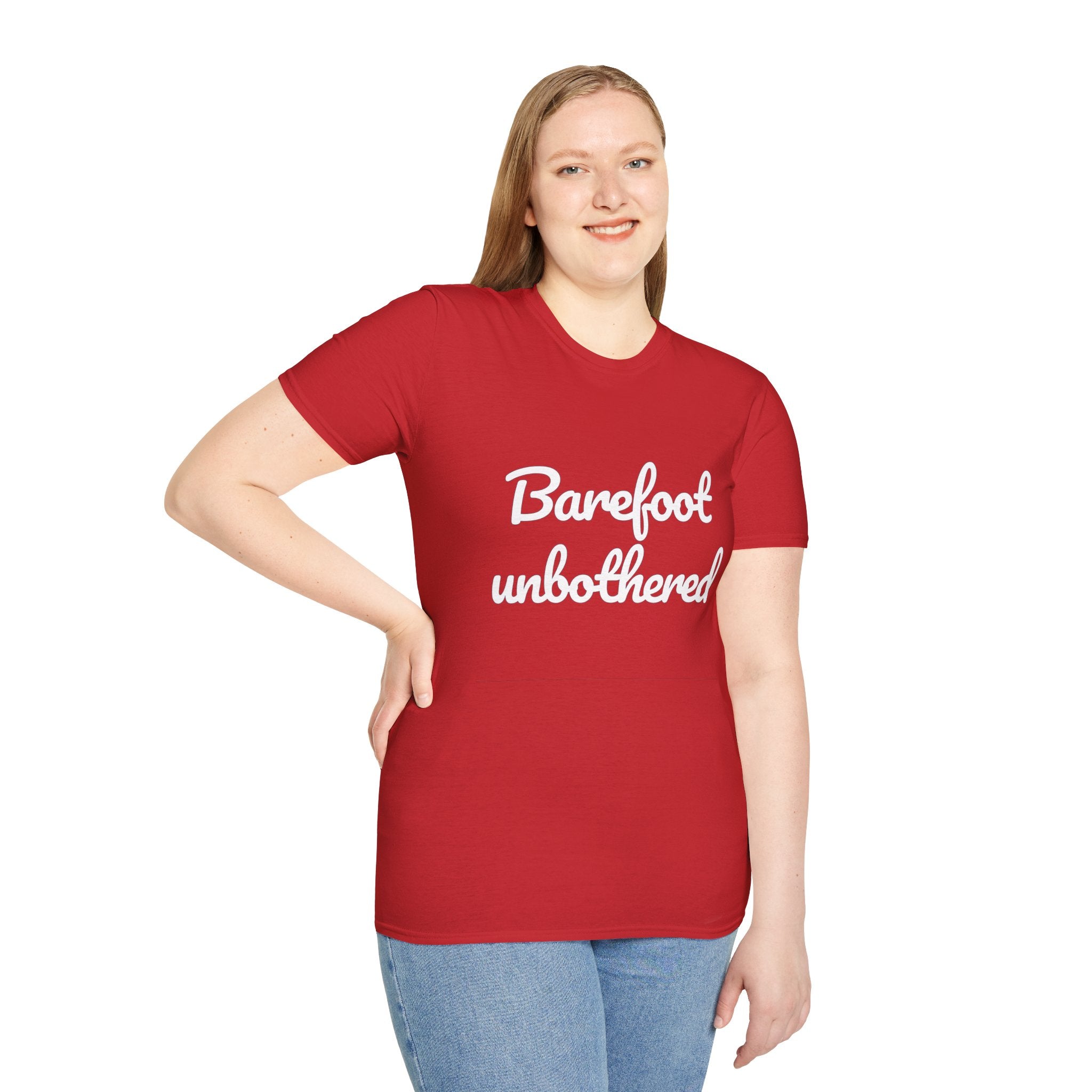 Summer Theme Minimalist Typography T-Shirt, Barefoot Unbothered Tee