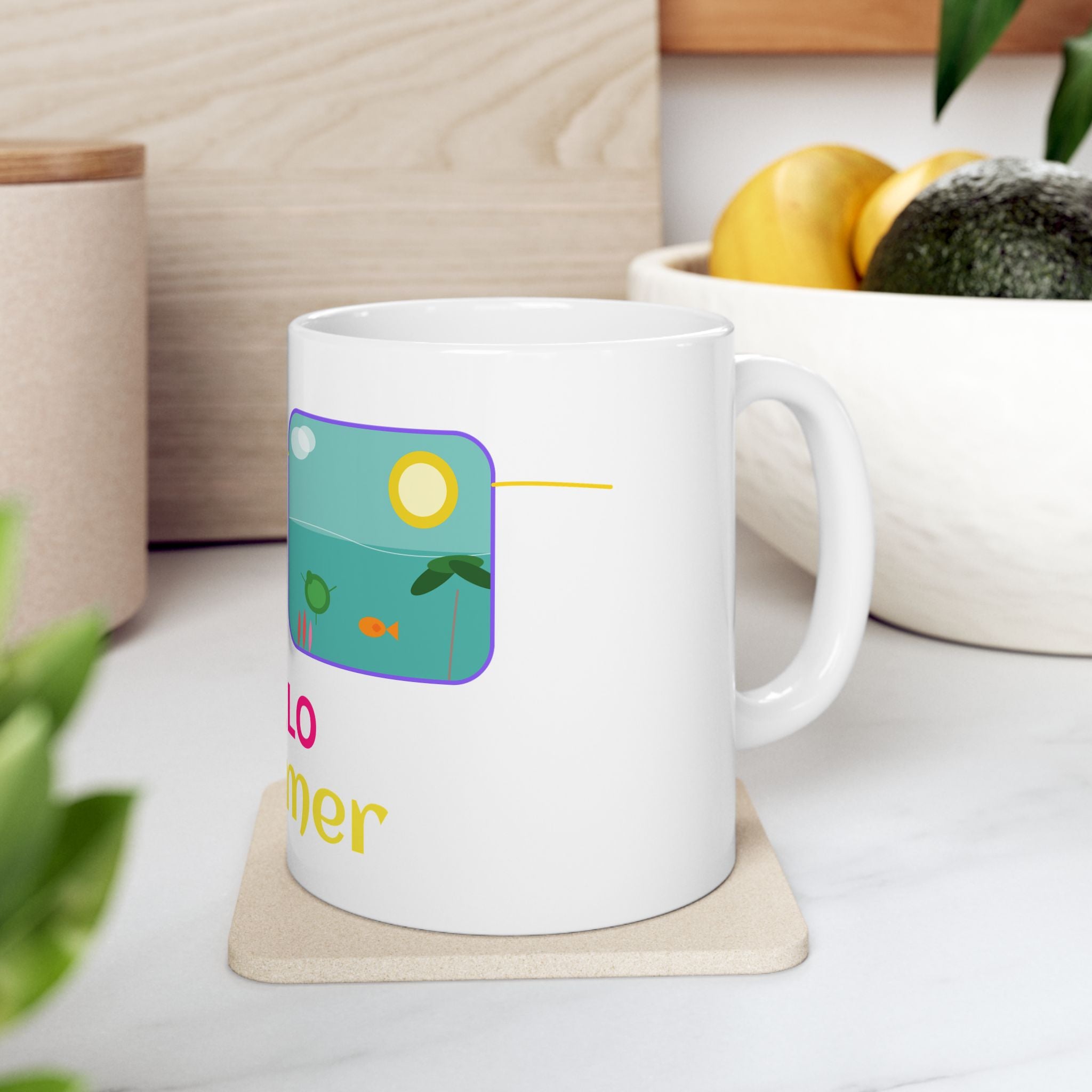 Summer Sunglasses Ceramic Mug | Colorful Beach Design
