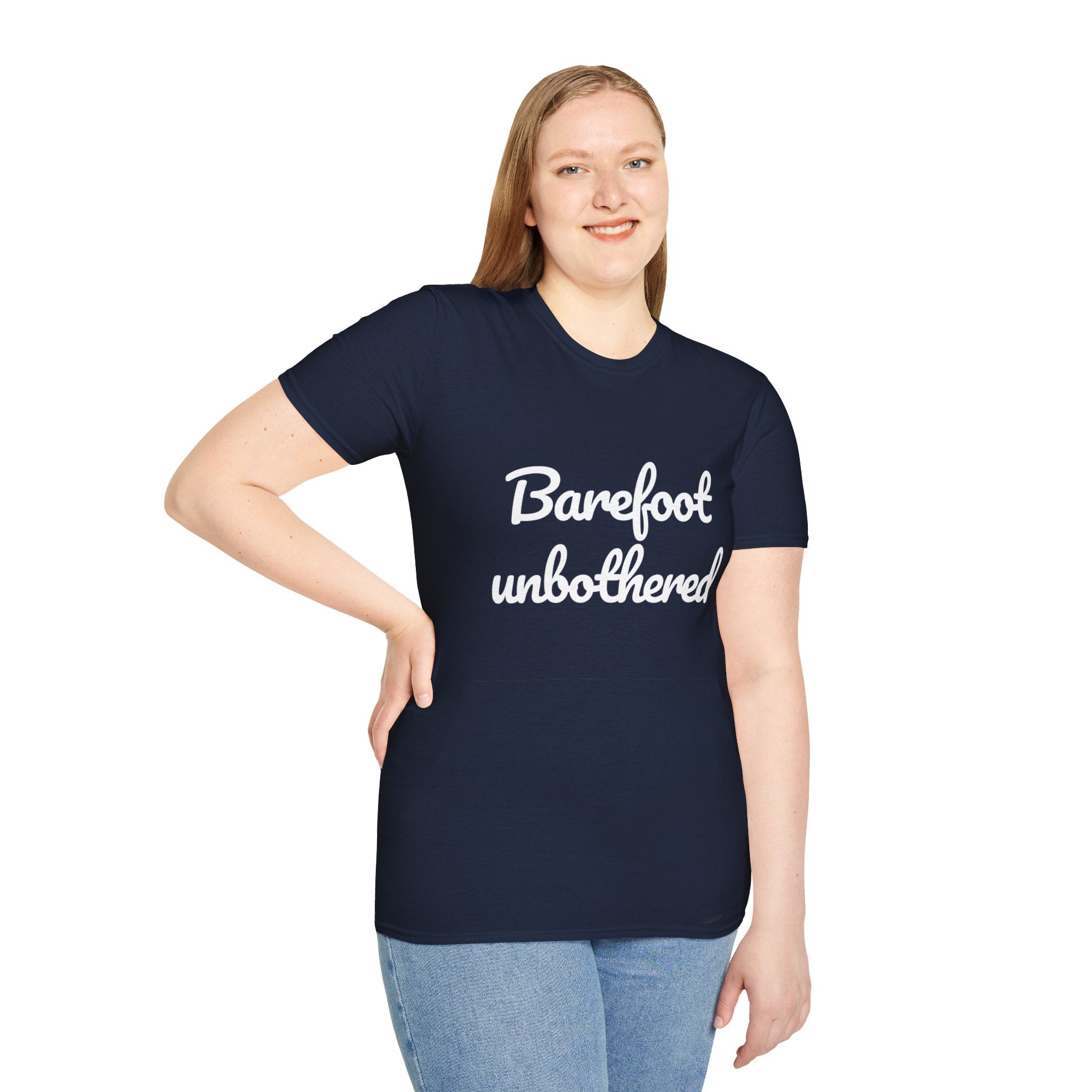 Summer Theme Minimalist Typography T-Shirt, Barefoot Unbothered Tee