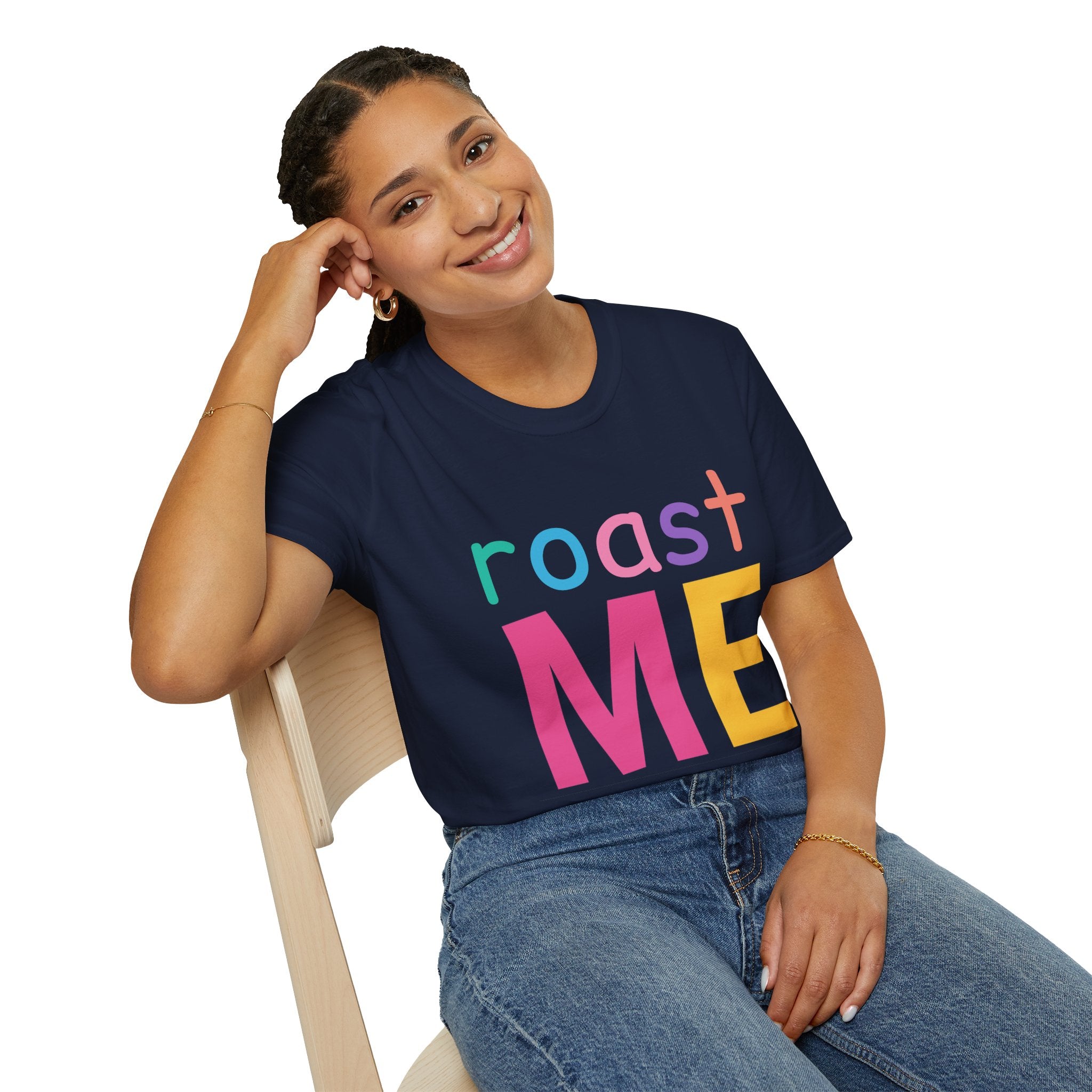 Colorful Theme Typography T-Shirt, Roast Me Graphic Tee
