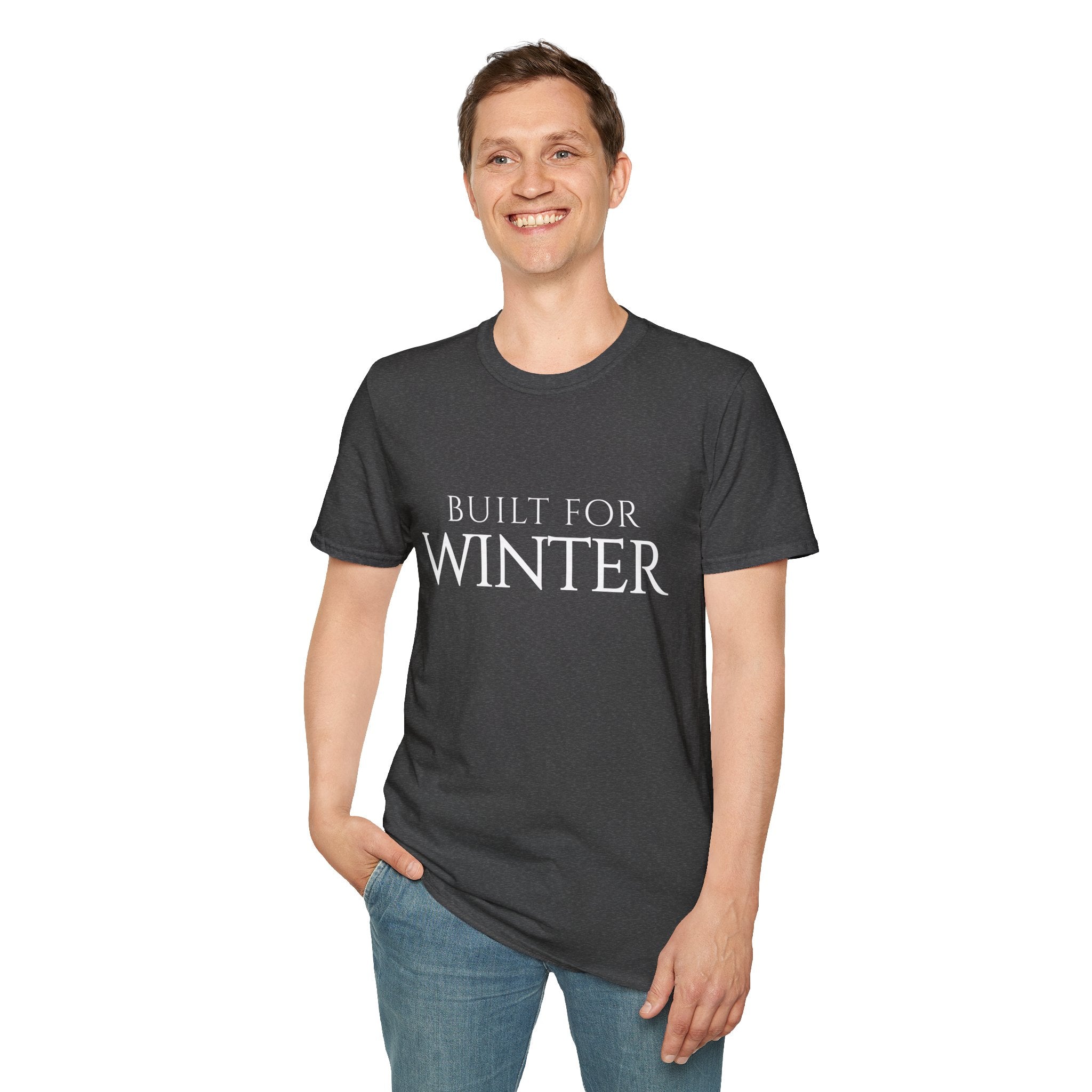 Winter Theme Minimalist Typography Graphic T-Shirt, Built For Winter Tee