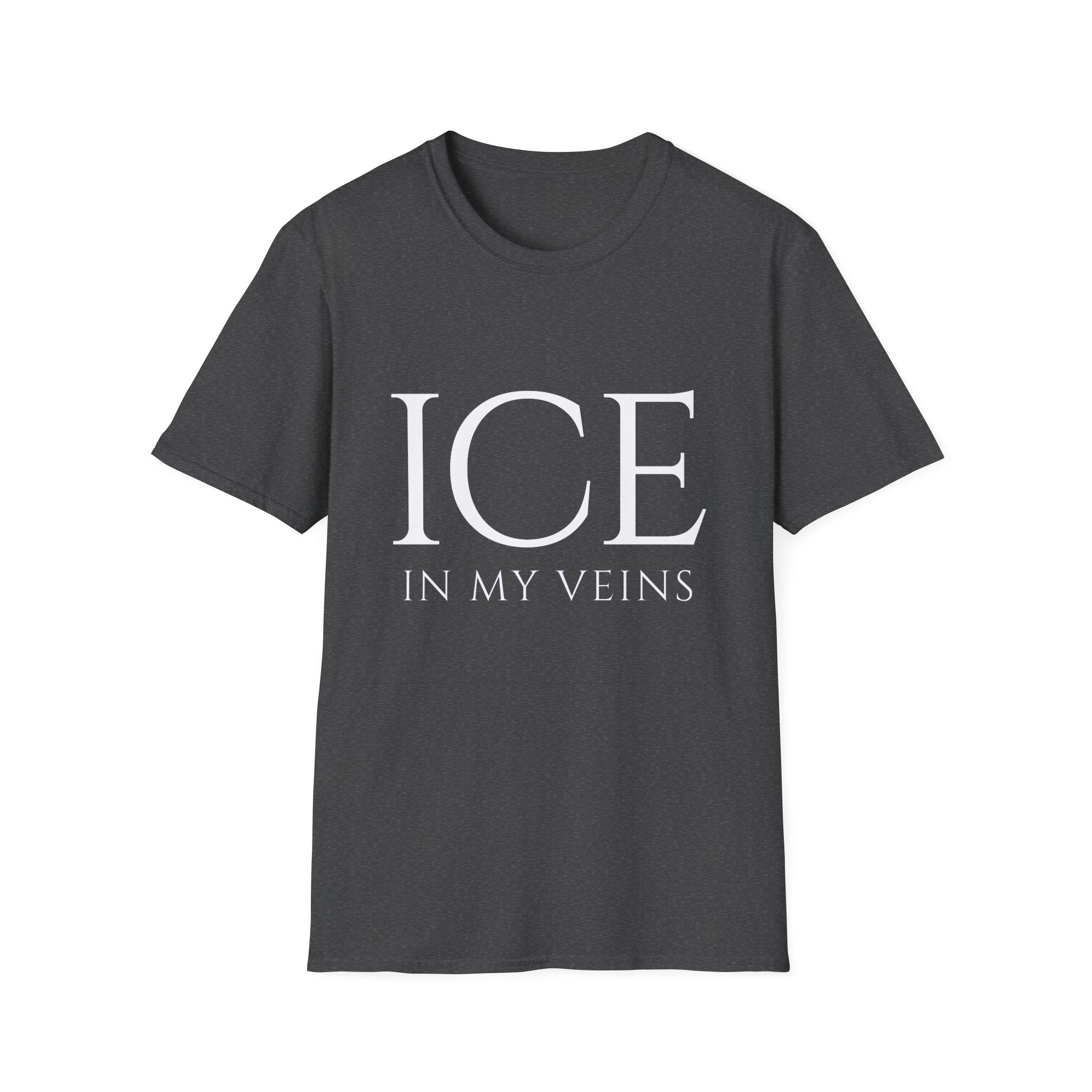 Winter Theme Minimalist Typography Graphic T-Shirt, Ice In My Veins Tee