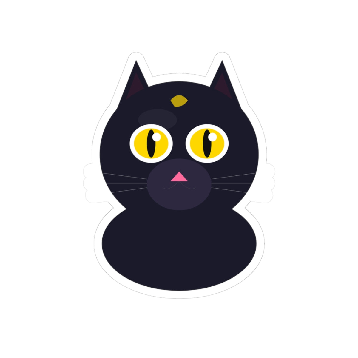Black Cat Kiss-Cut Sticker | Cute Yellow-Eyed Cat Decal