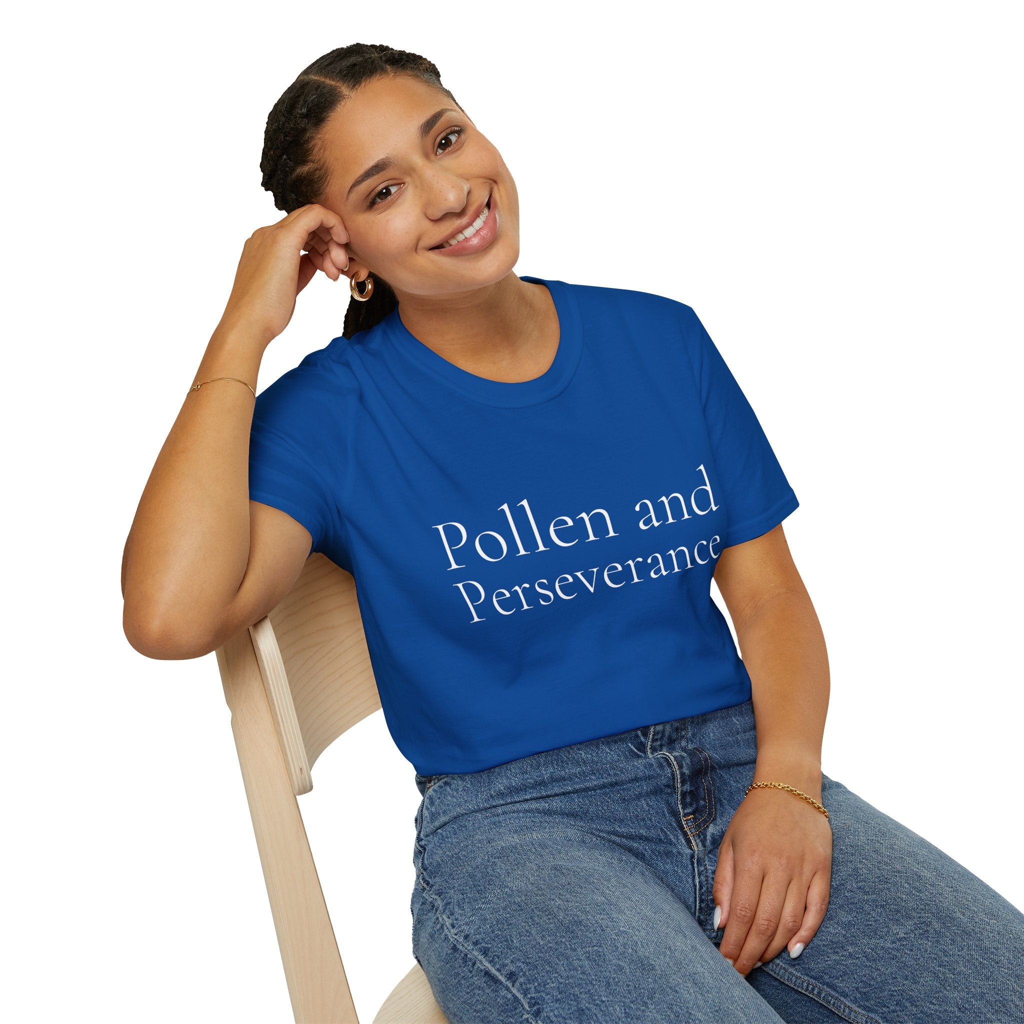 Spring Theme Typography T-Shirt, Pollen and Perseverance Nature Graphic Tee