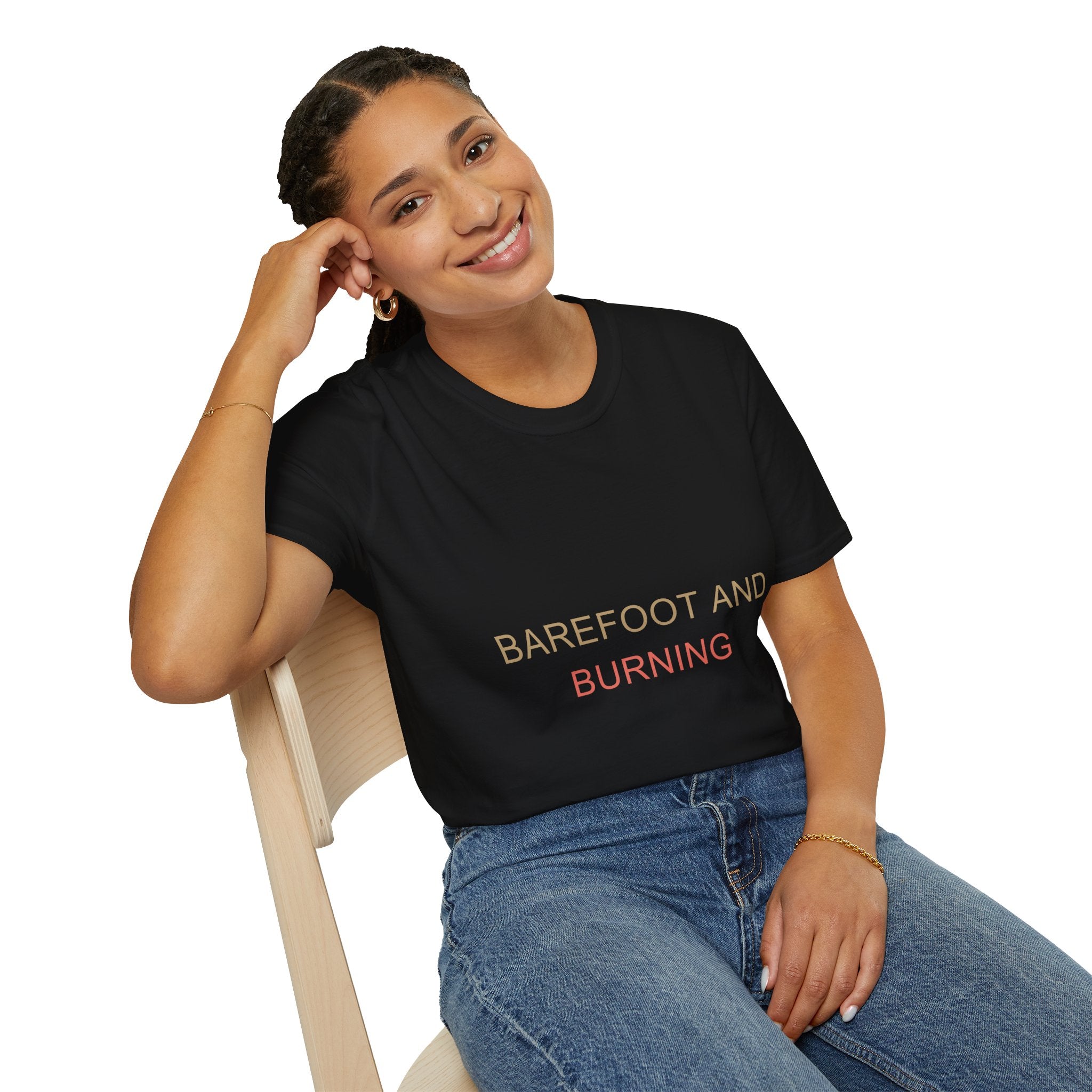 Summer Theme Minimalist Typography T-Shirt, Barefoot and Burning T-Shirt