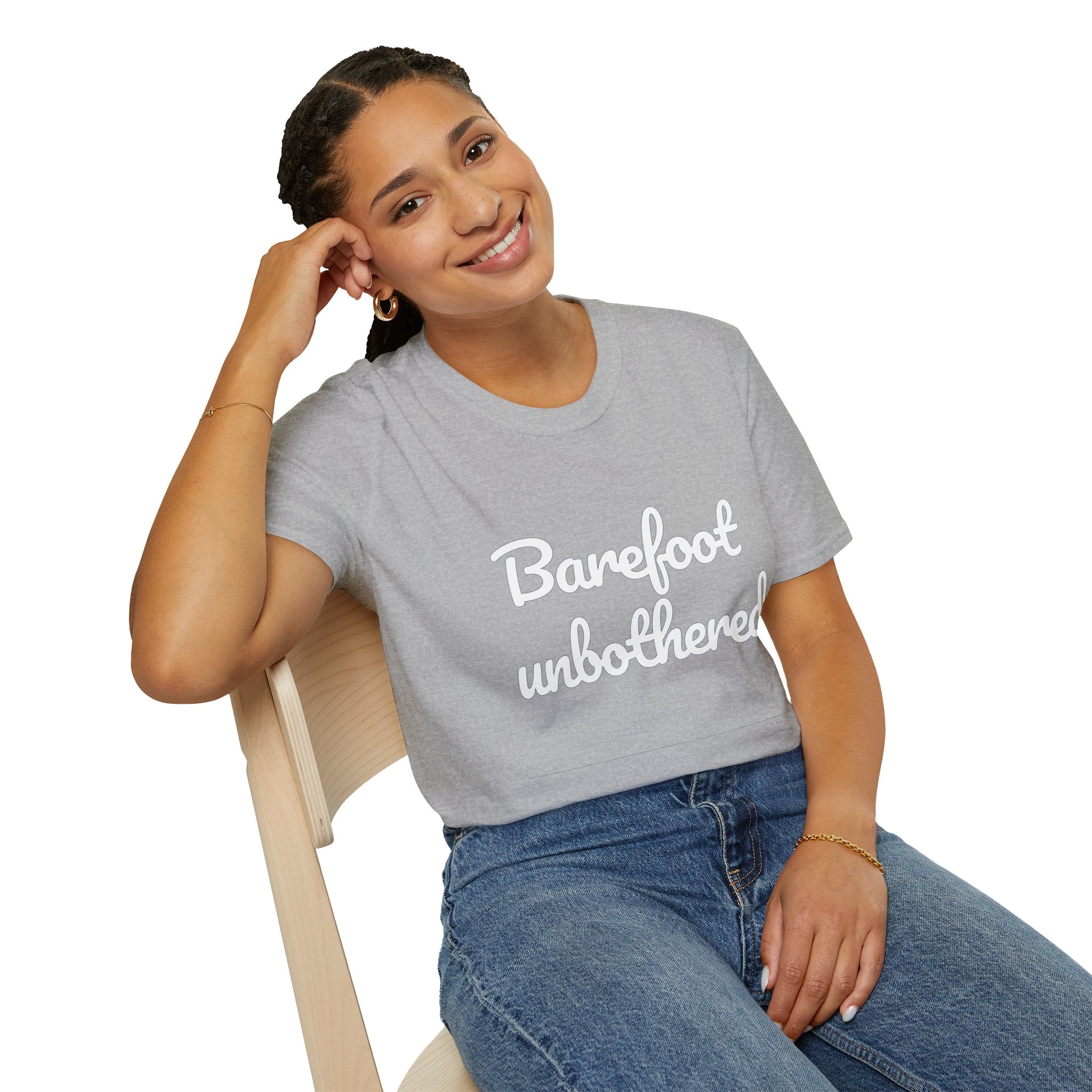 Summer Theme Minimalist Typography T-Shirt, Barefoot Unbothered Tee