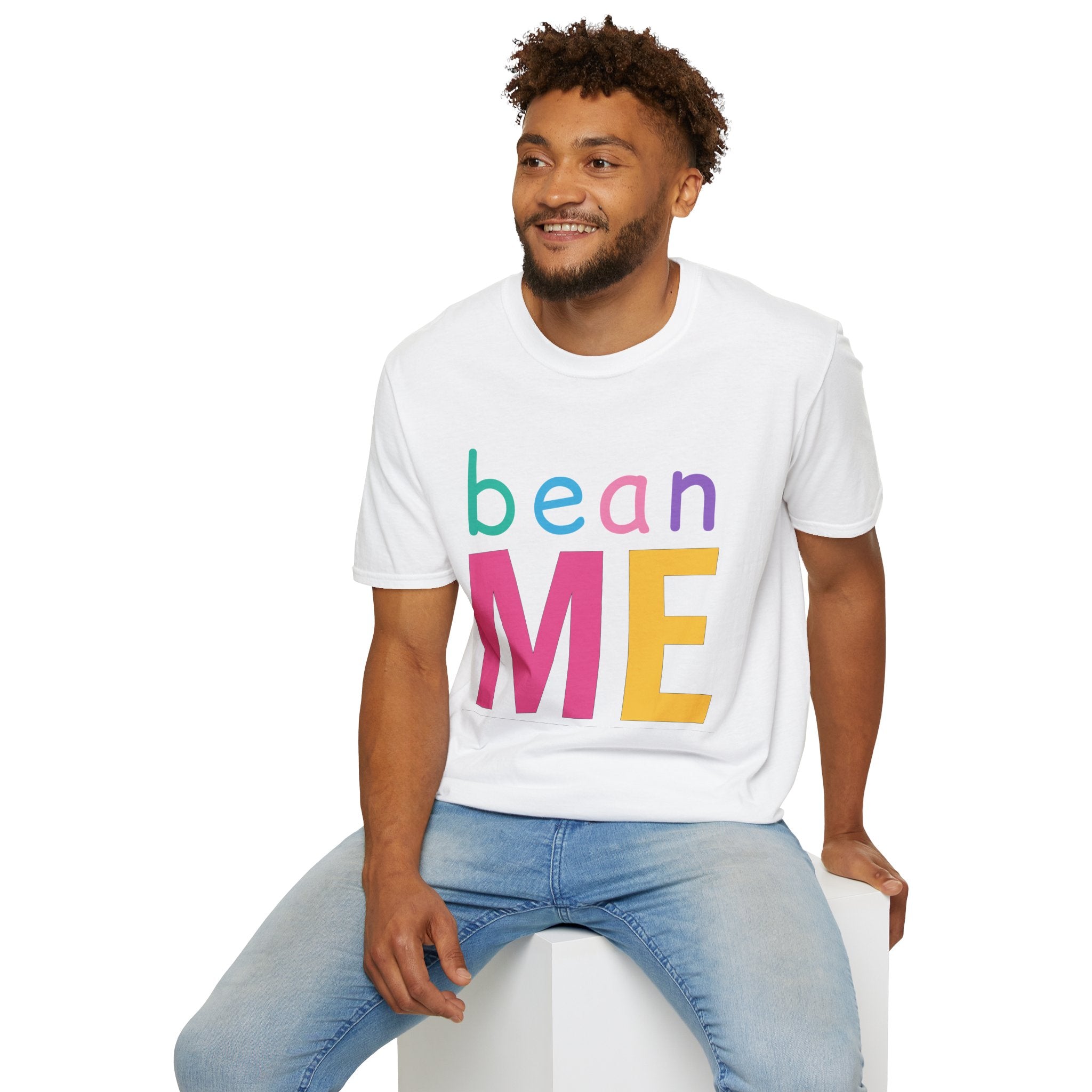 Colorful Theme Typography T-Shirt, Bean Me Colorful Playful Graphic Tee