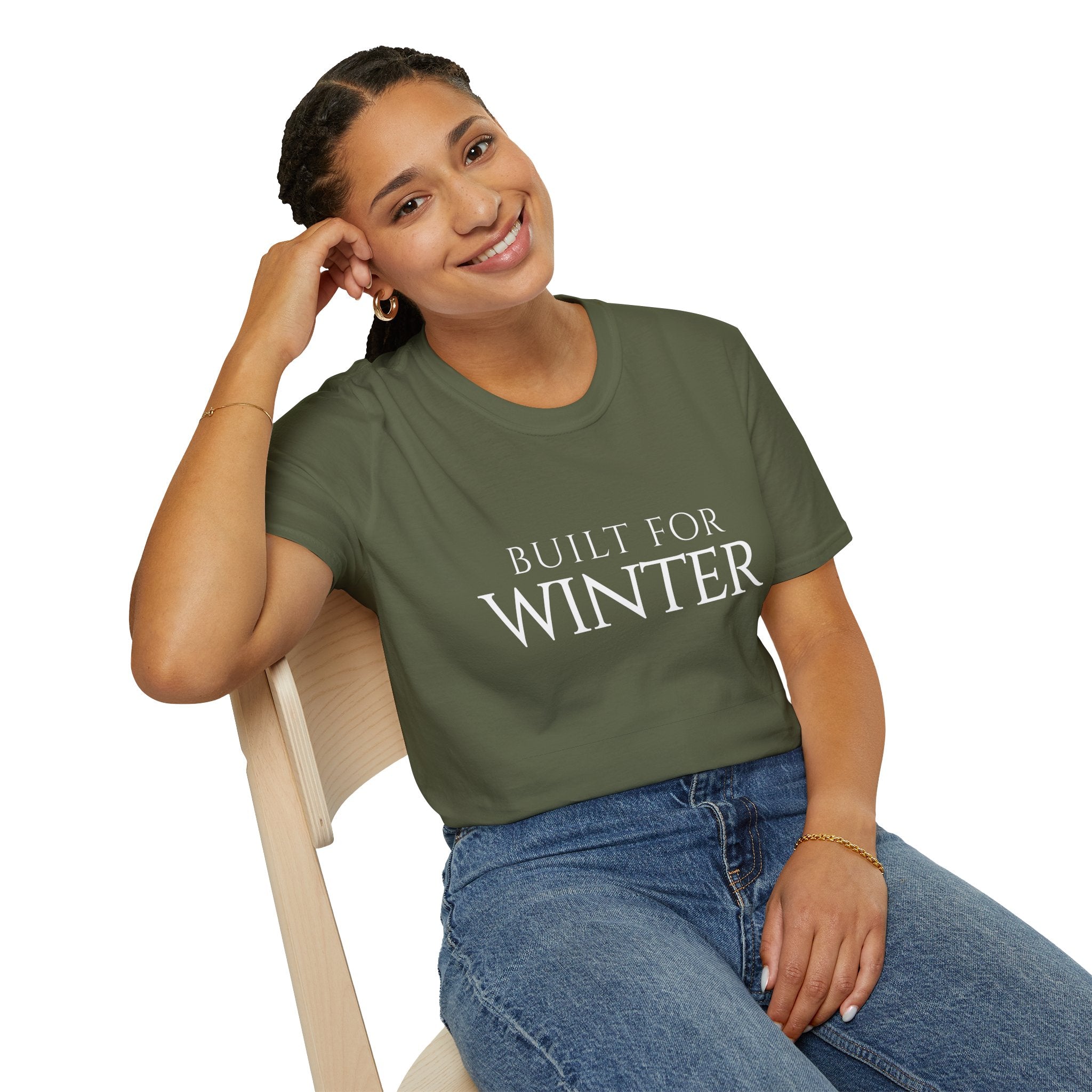 Winter Theme Minimalist Typography Graphic T-Shirt, Built For Winter Tee