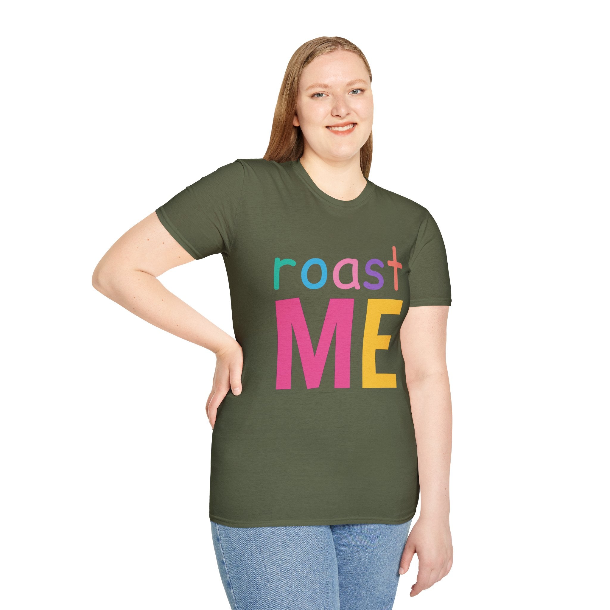 Colorful Theme Typography T-Shirt, Roast Me Graphic Tee