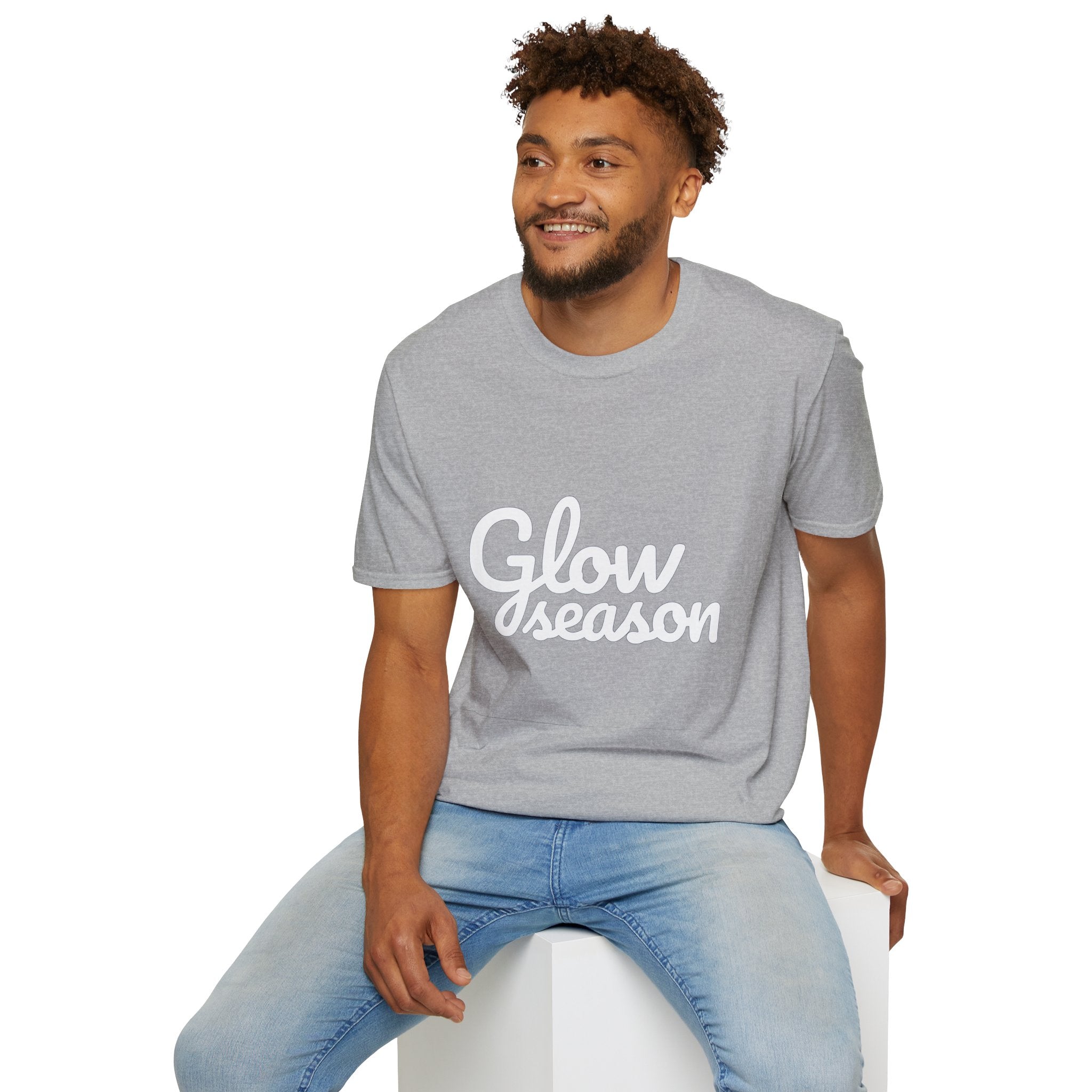Summer Theme Minimalist Typography T-Shirt, Glow Season Script Tee