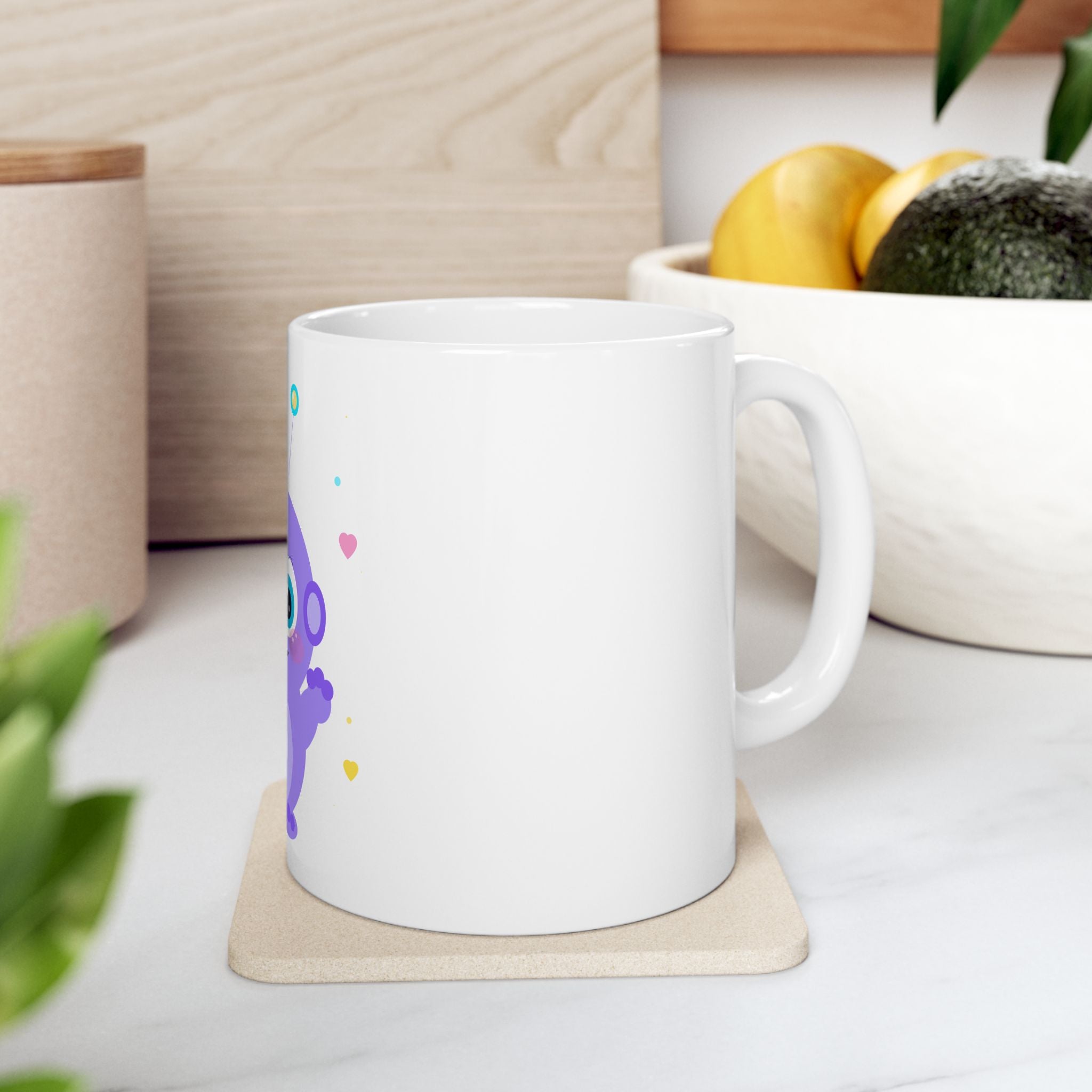 Cute Purple Baby Alien Ceramic Mug | Adorable Space Creature Coffee Cup