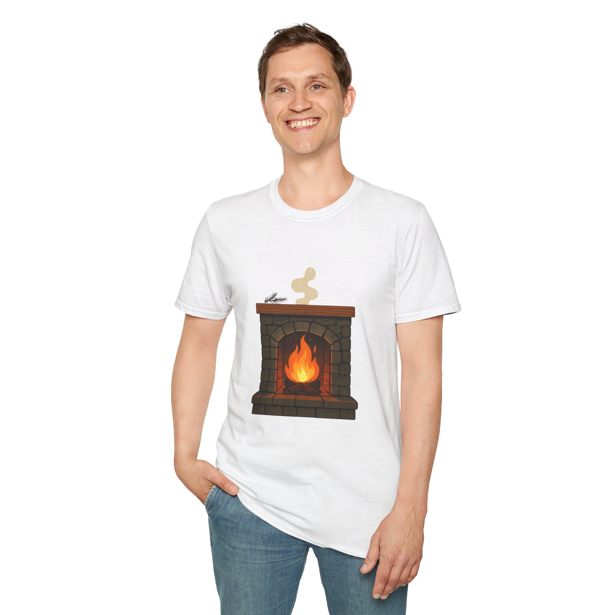 Cozy Fireplace Graphic T Shirt Warm Aesthetic Relaxed Fit Tee