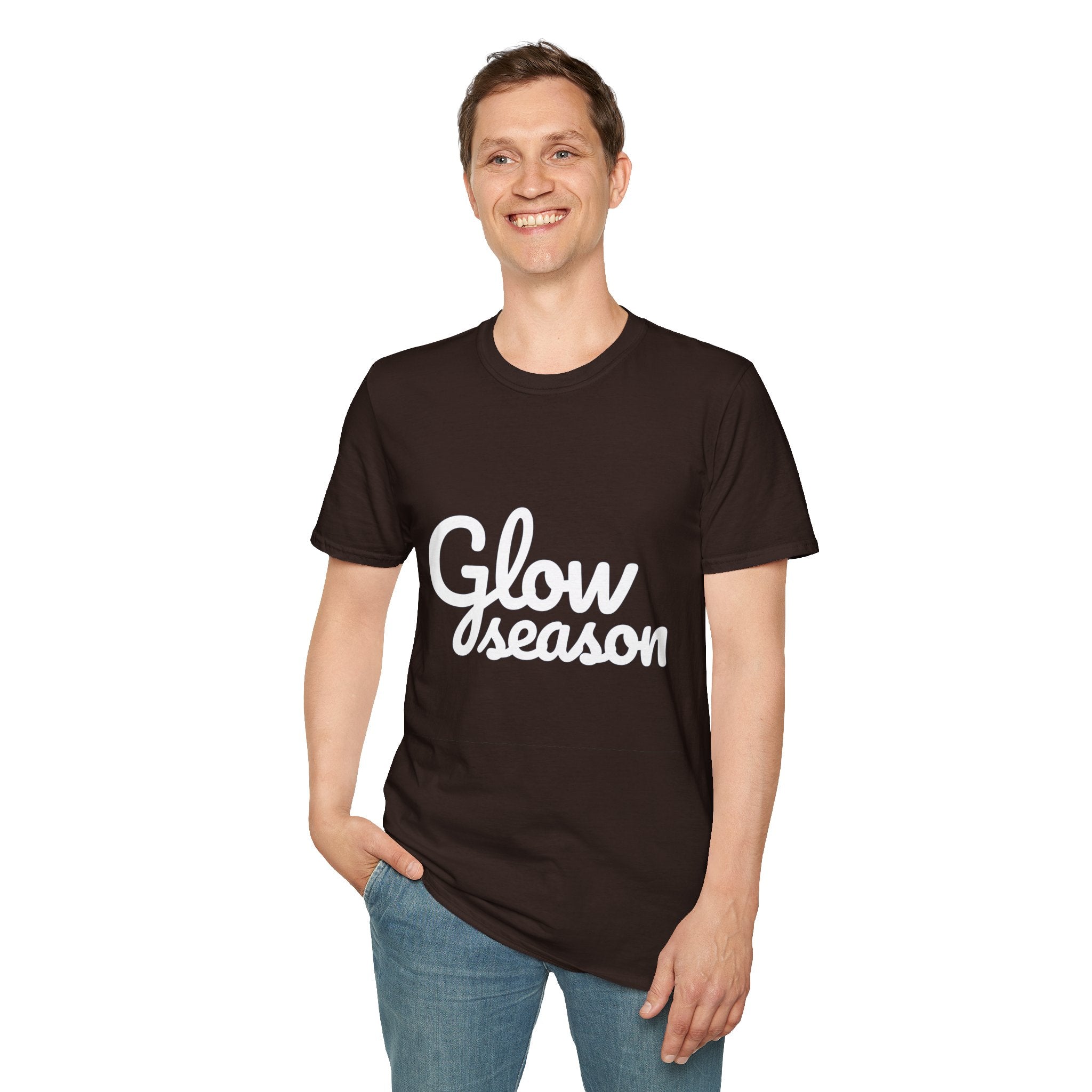 Summer Theme Minimalist Typography T-Shirt, Glow Season Script Tee