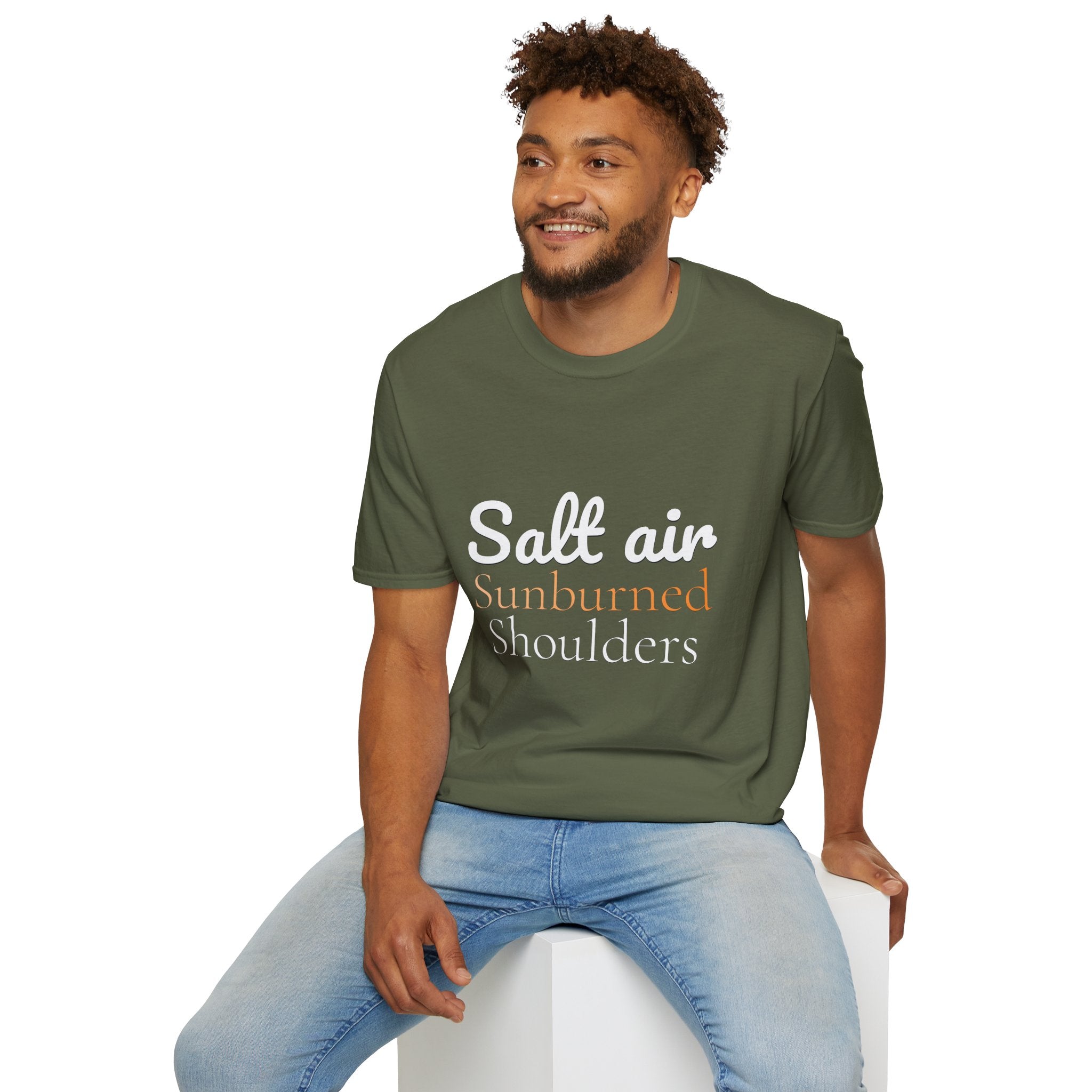 Summer Theme, Beach Quote Typography T-Shirt, Salt Air Sunburned Shoulders Tee
