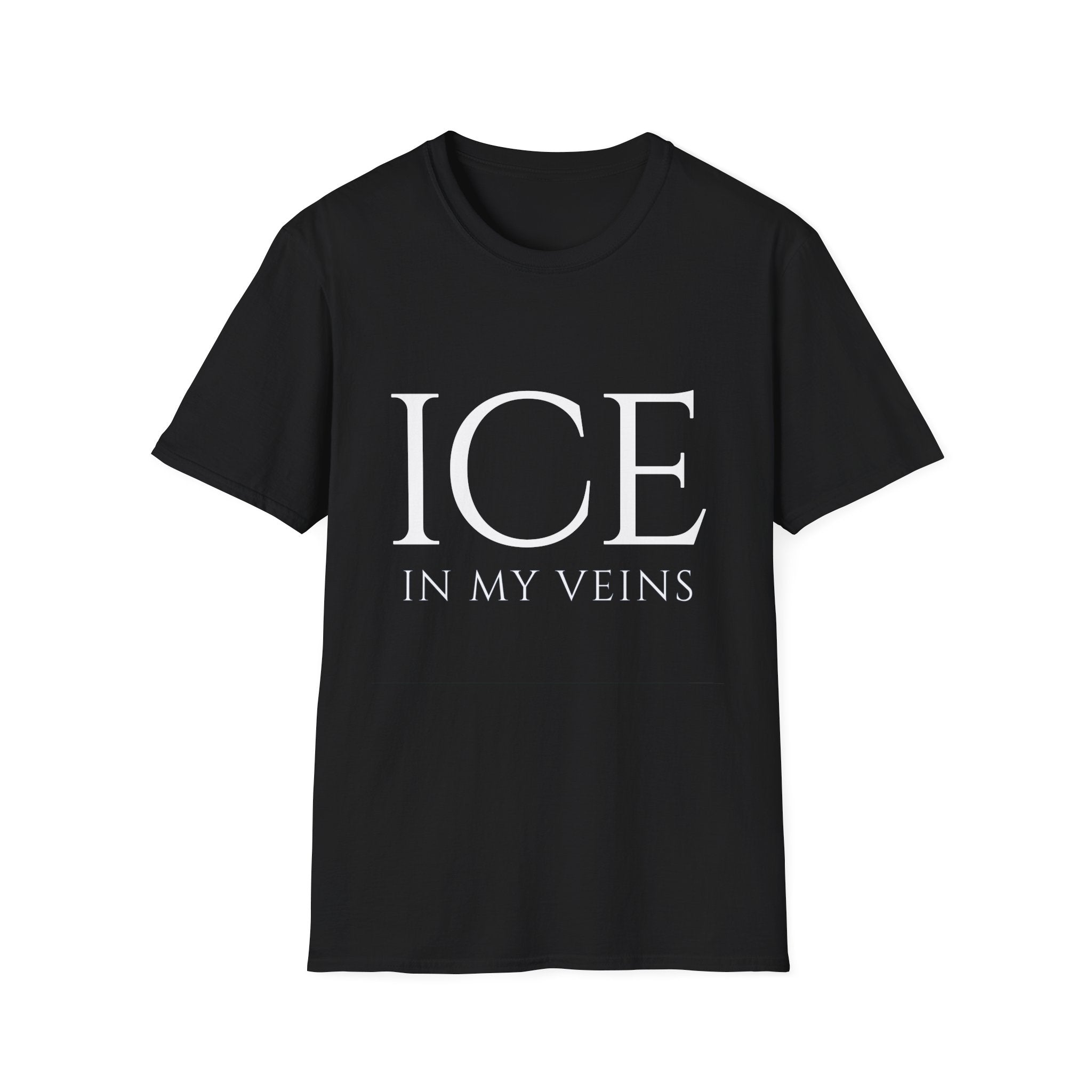 Winter Theme Minimalist Typography Graphic T-Shirt, Ice In My Veins Tee