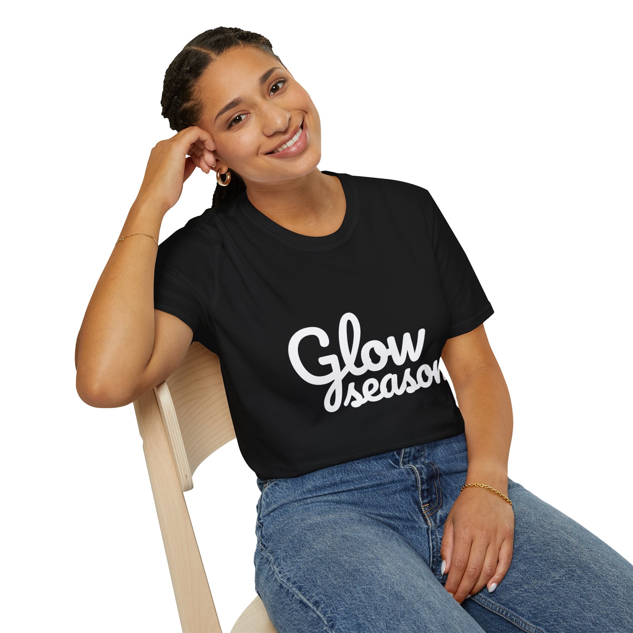 Summer Theme Minimalist Typography T-Shirt, Glow Season Script Tee