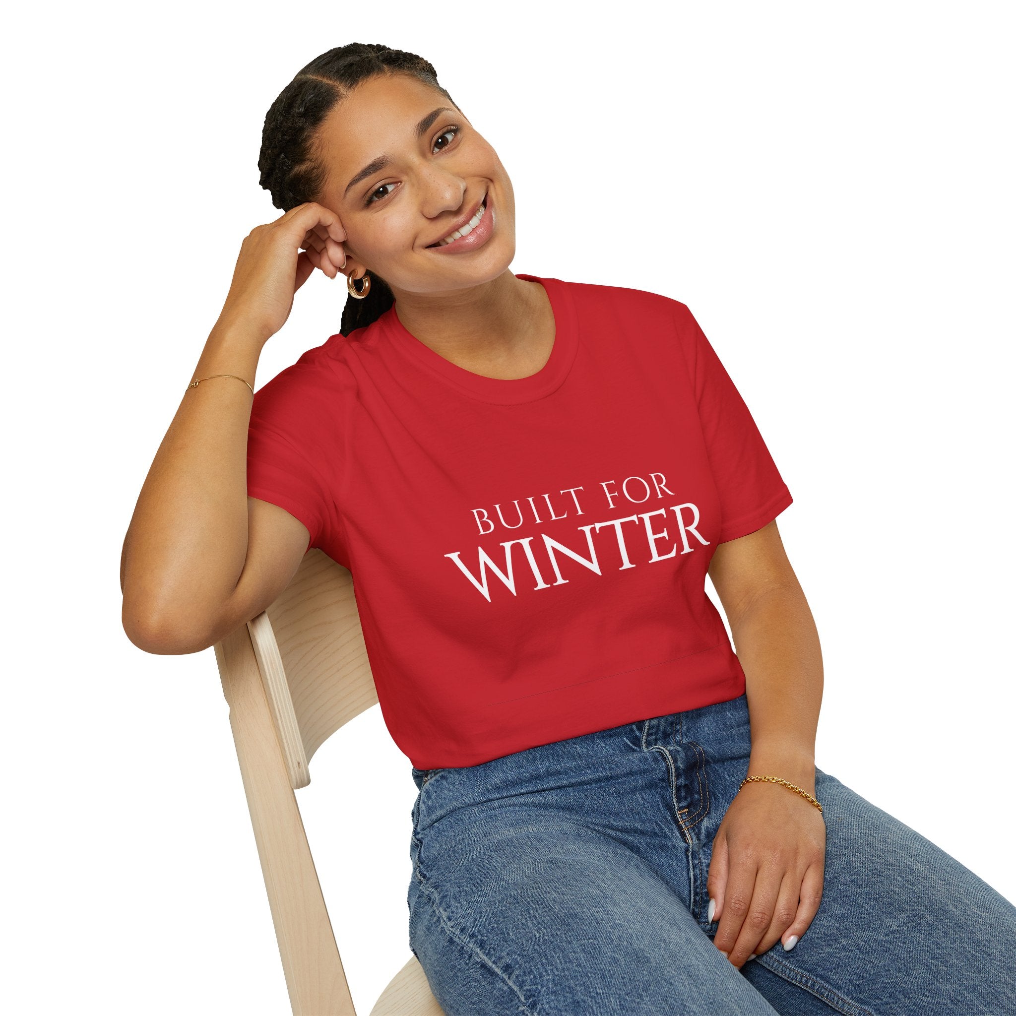 Winter Theme Minimalist Typography Graphic T-Shirt, Built For Winter Tee