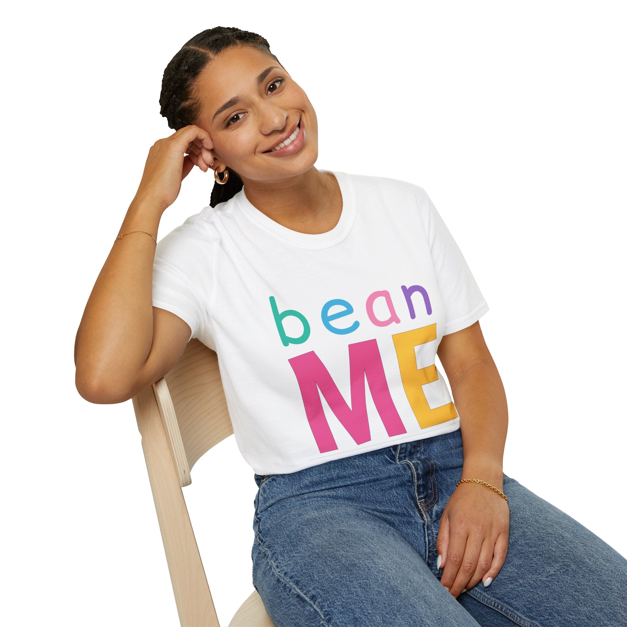 Colorful Theme Typography T-Shirt, Bean Me Colorful Playful Graphic Tee