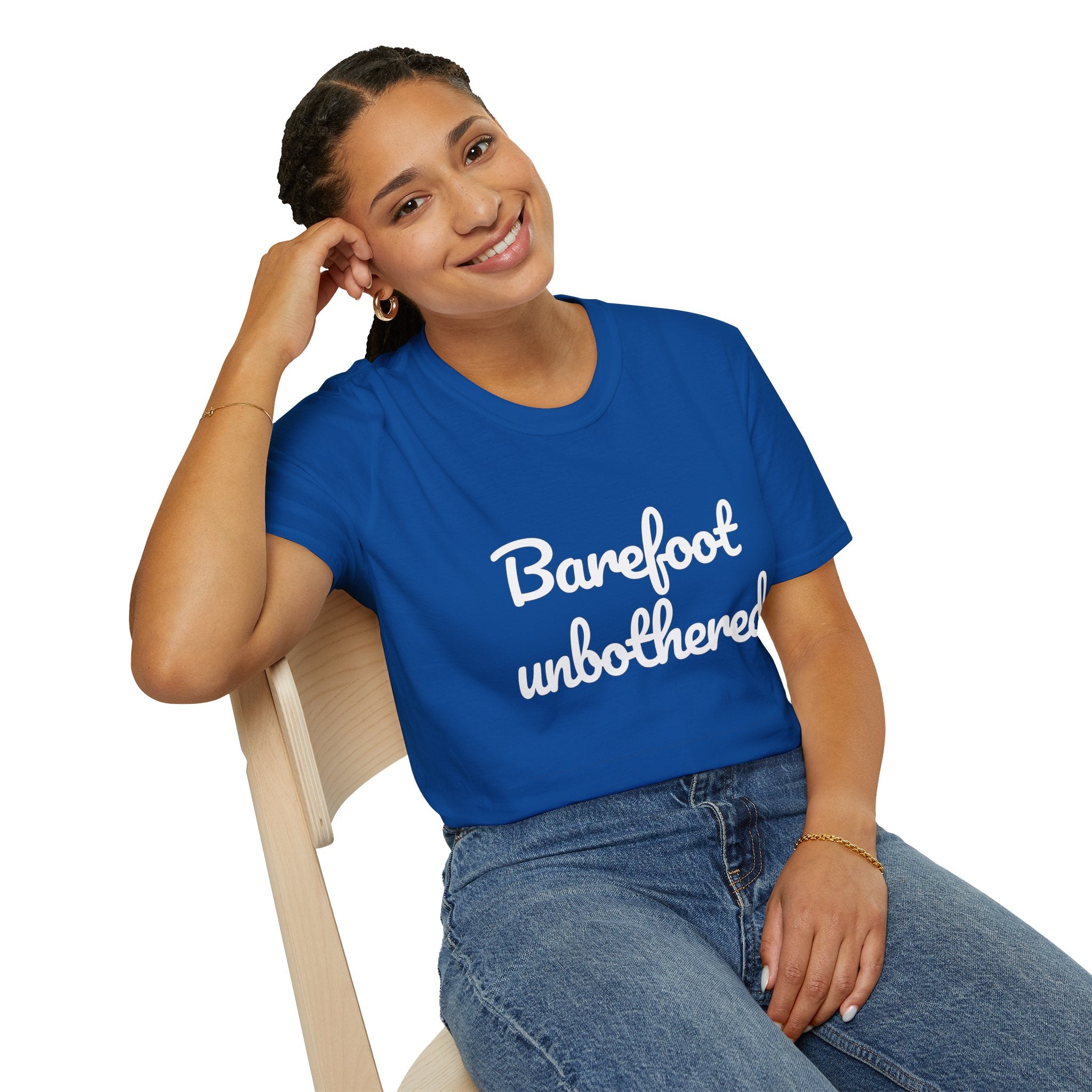 Summer Theme Minimalist Typography T-Shirt, Barefoot Unbothered Tee