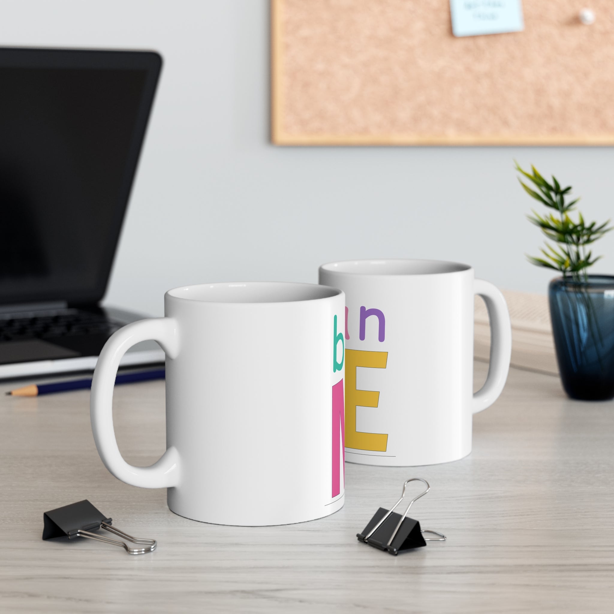 Colorful Typography White Ceramic Mug, Bean Me Graphic Coffee Mug, 11 oz