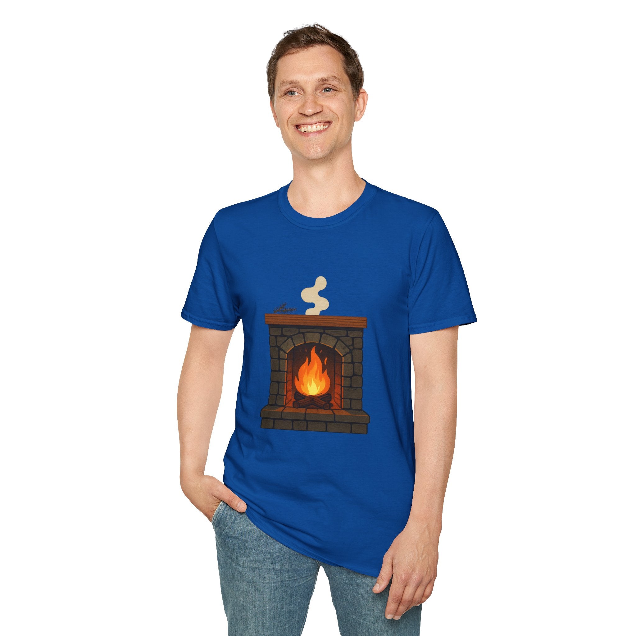 Cozy Fireplace Graphic T Shirt Warm Aesthetic Relaxed Fit Tee