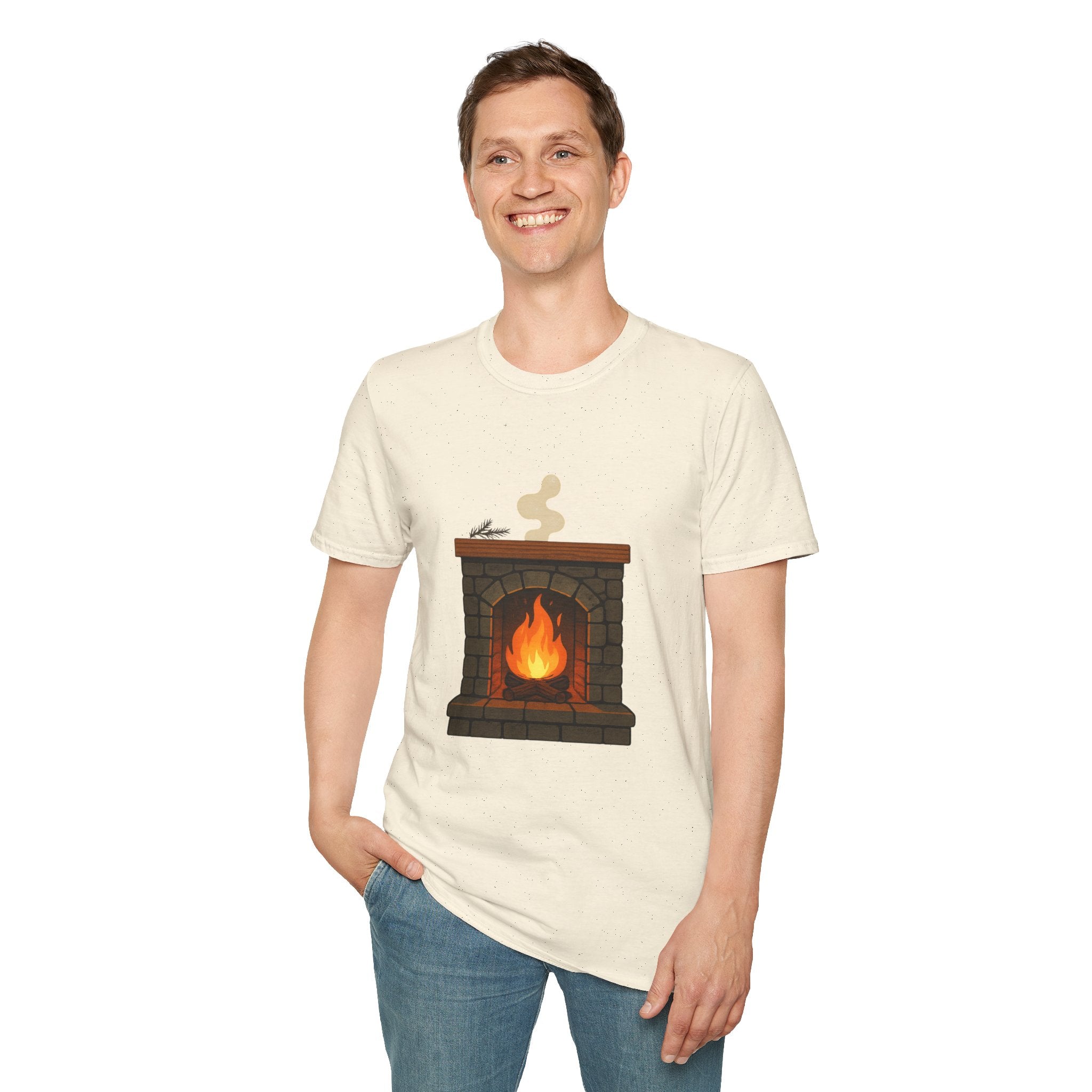 Cozy Fireplace Graphic T Shirt Warm Aesthetic Relaxed Fit Tee