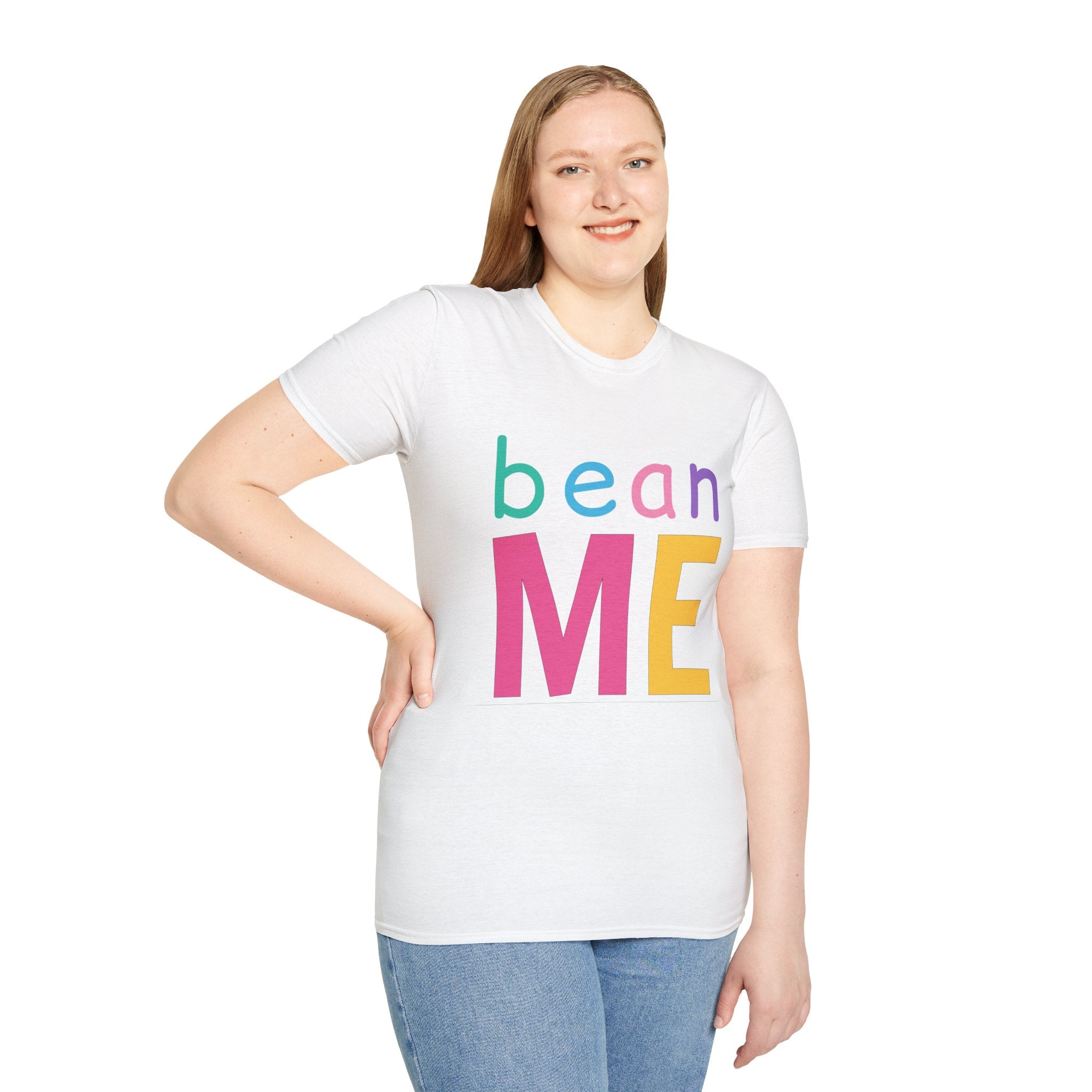 Colorful Theme Typography T-Shirt, Bean Me Colorful Playful Graphic Tee