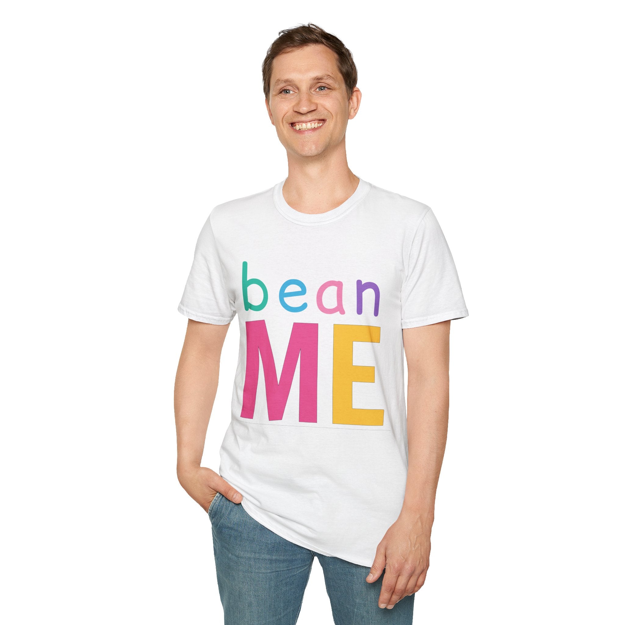 Colorful Theme Typography T-Shirt, Bean Me Colorful Playful Graphic Tee
