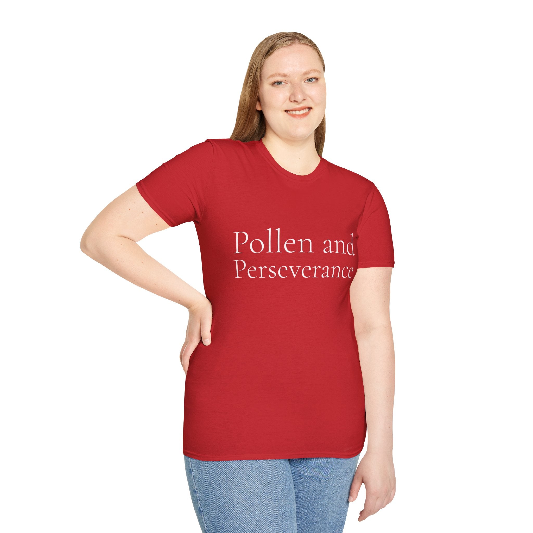 Spring Theme Typography T-Shirt, Pollen and Perseverance Nature Graphic Tee